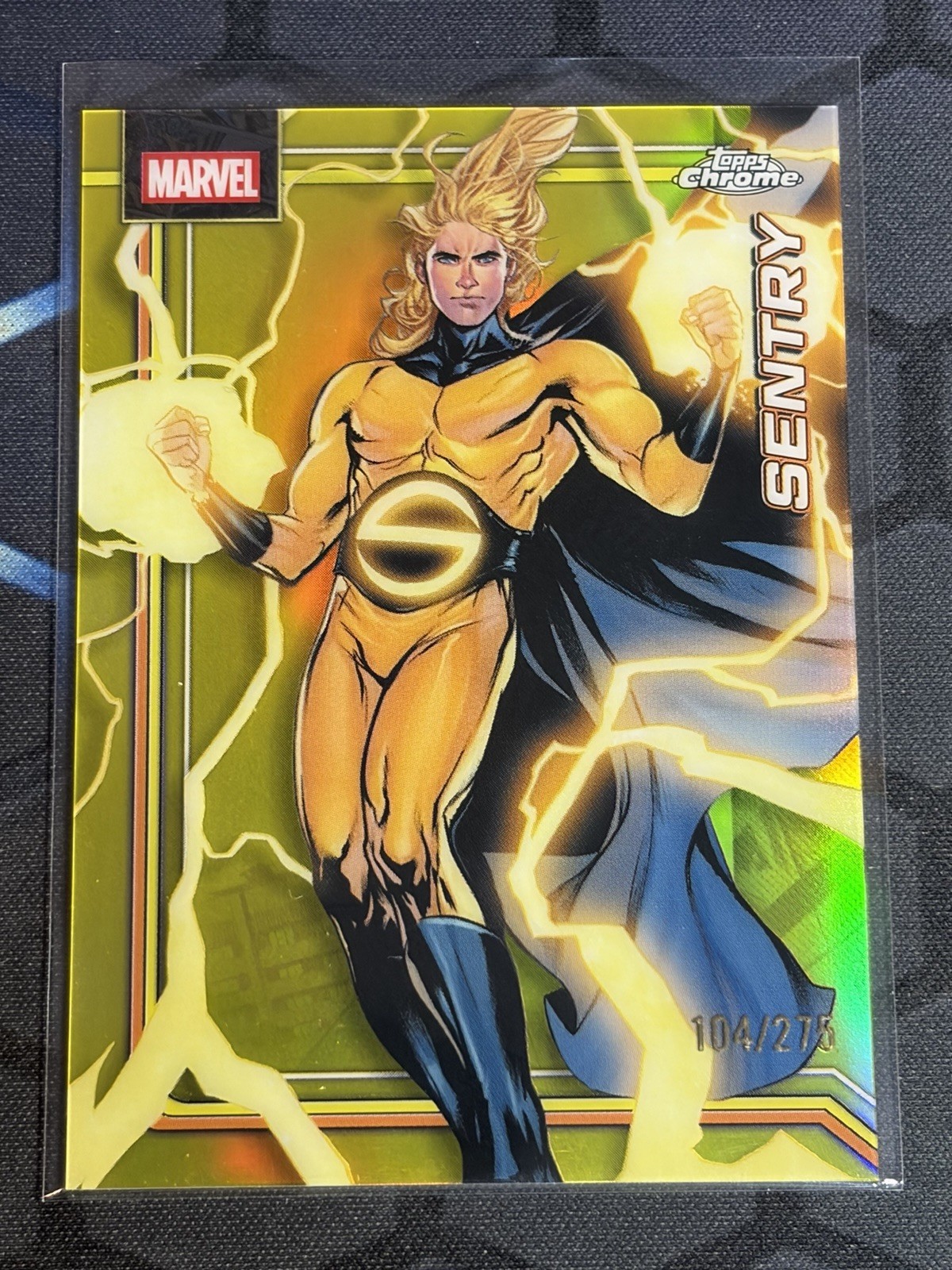 2026 Topps Chrome Marvel Yellow Refractor 104/275 Sentry #149