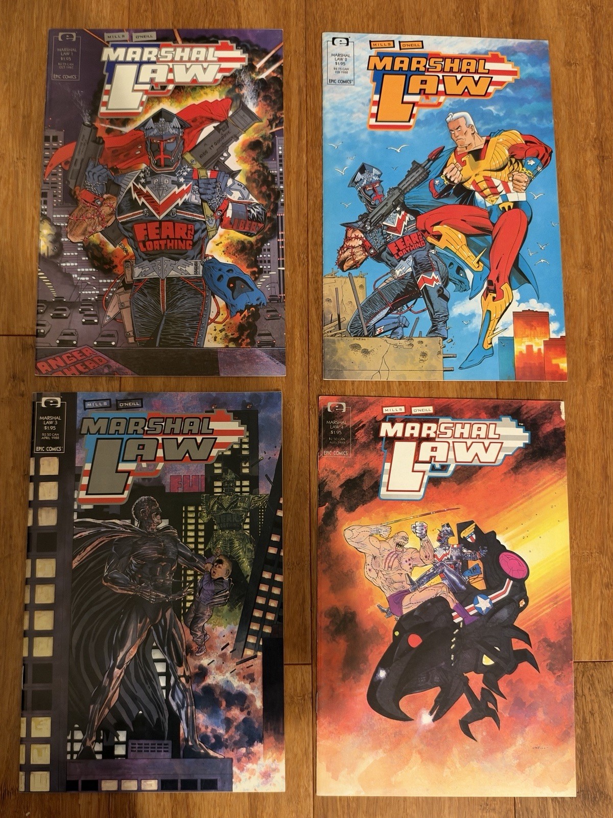 Marshal Law #1-4 set fumetto completo 1987-1988 Epic Comics Pat Mills Kevin Oneill