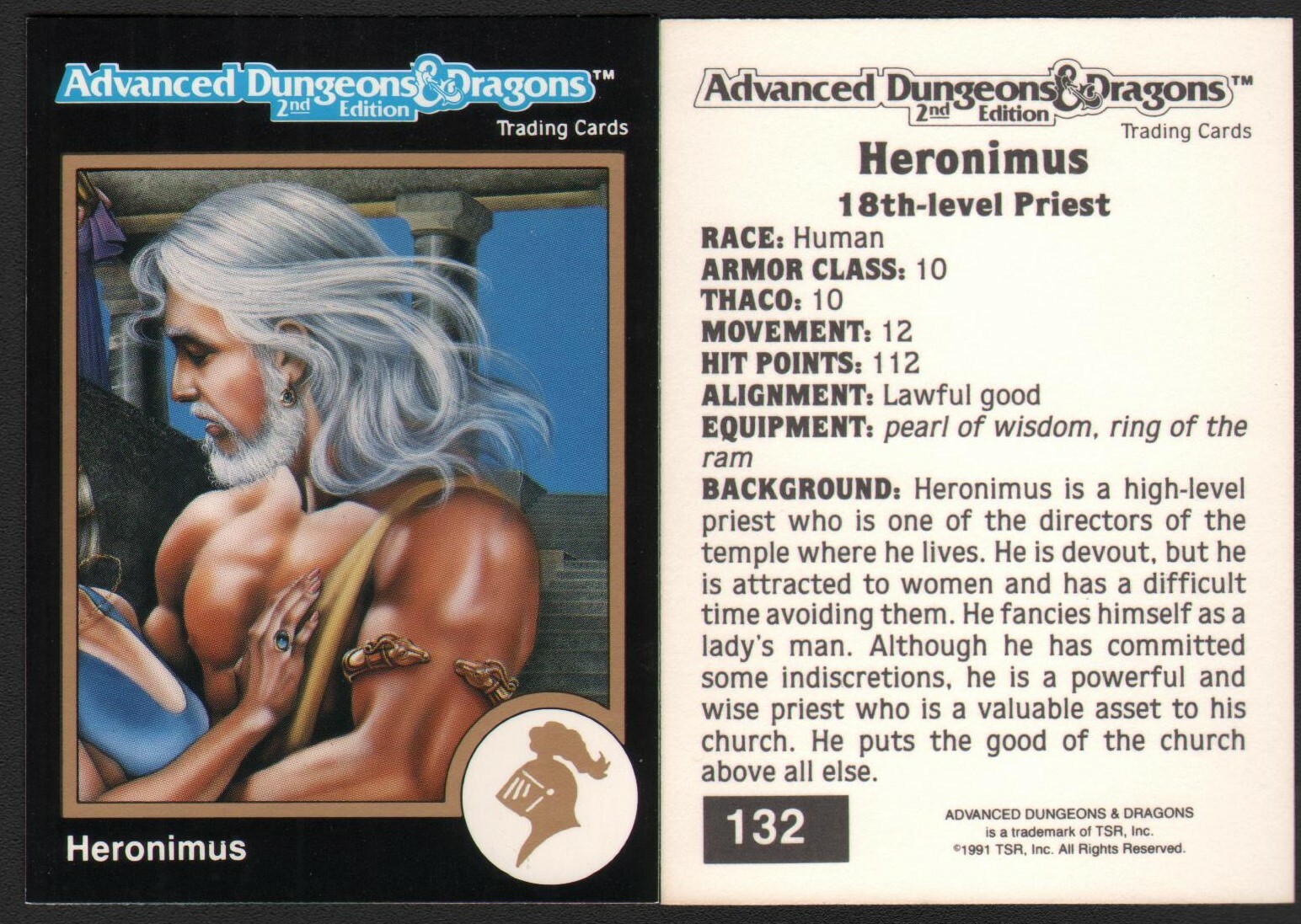 1991 TSR AD&D Gold Border Dungeons & Dragons RPG Fantasy Art Card #132 ~ Chierico