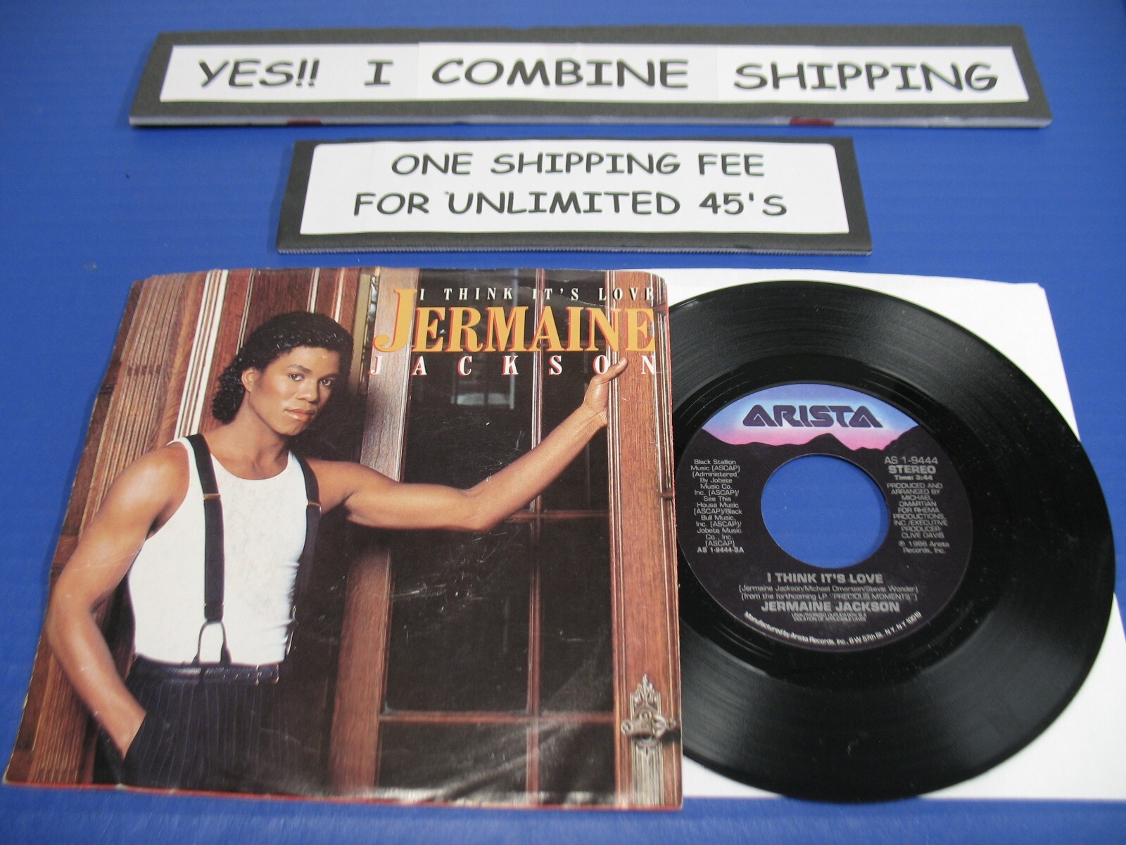 Jermaine Jackson - I Think It's Love /Voices In The Dark - 1986 Soul 45 w/PS EX