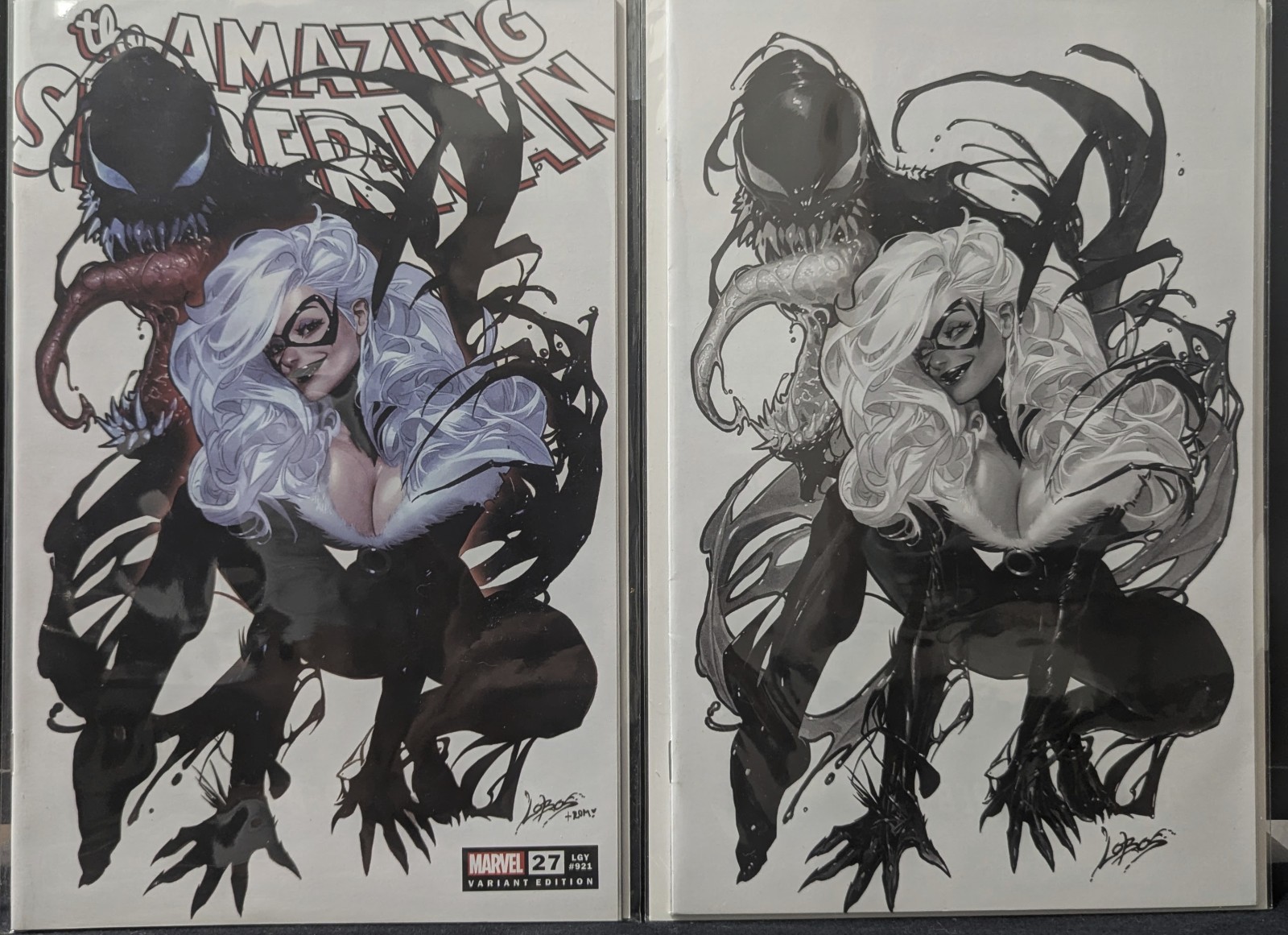 AMAZING SPIDER-MAN #27 PABLO VILLALOBOS TRADE DRESS & SDCC VARIANTE VERGINE IN BIANCO E NERO