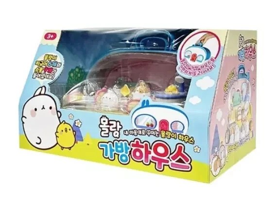 Molang Figure Bag House 6 Set Korea Toy Role Play Set Nuovo Giocattolo...