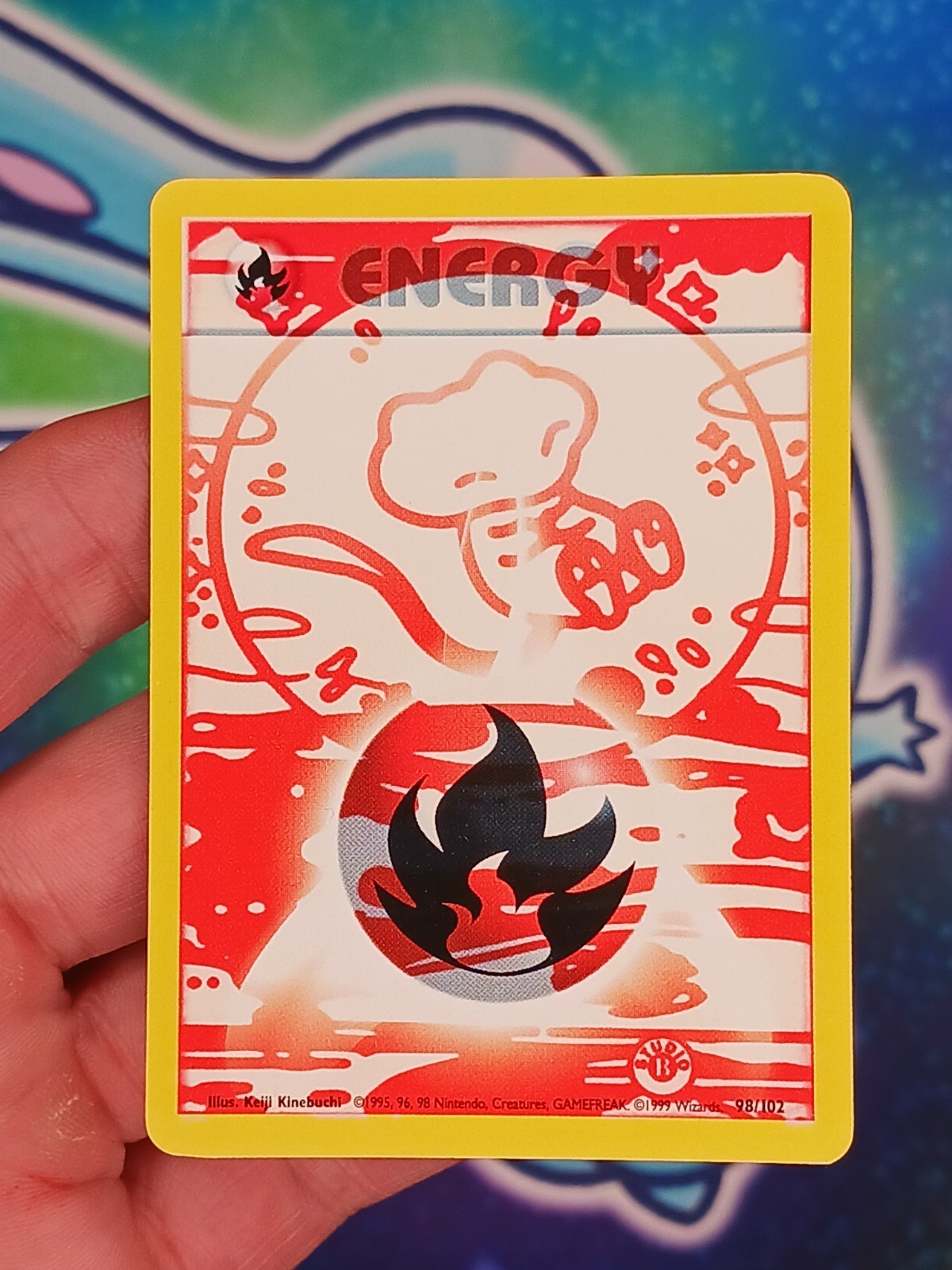"Bubble Mew" Fire Energy 98/102 Base Set - NM - Sun Bleached 1.5 Years