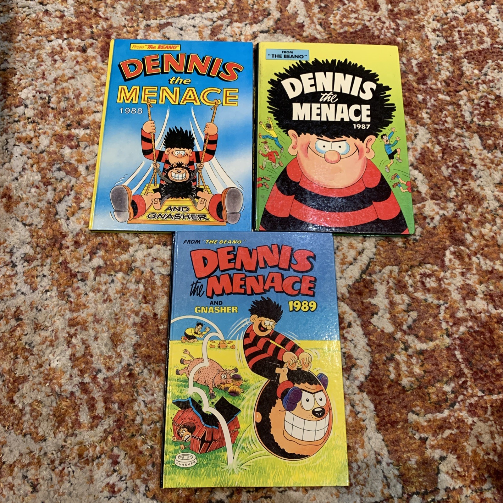 3x Excellent Dennis the Menace 1987-89 Beano U.K. Vintage Comic Hardback Annuals