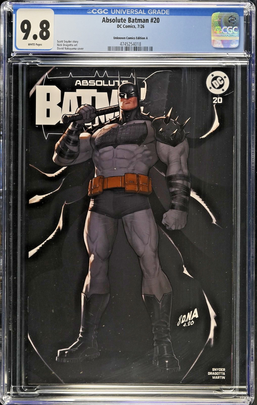 Absolute Batman #20 - David Nakayama / Unknown Comics Variant Cover A - CGC 9.8