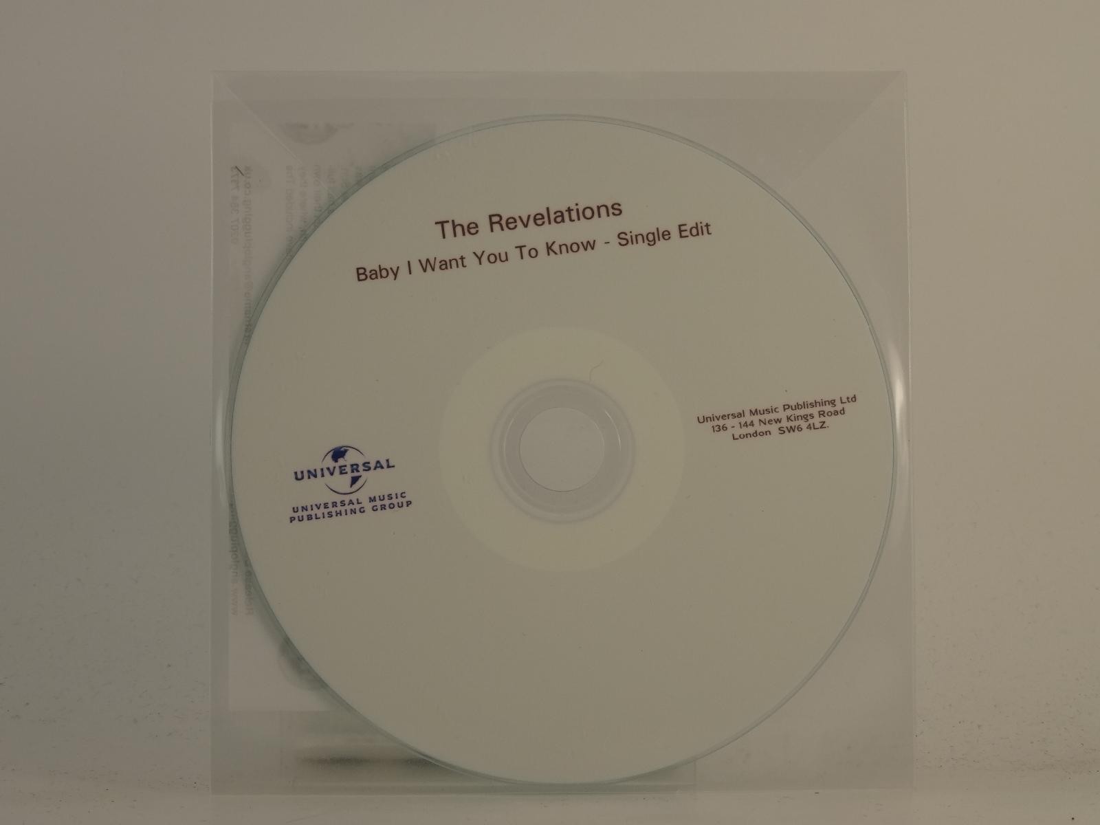 THE REVELATIONS BABY I WANT YOU TO KNOW (H1) 1 Track Promo CD Single plus Plasti