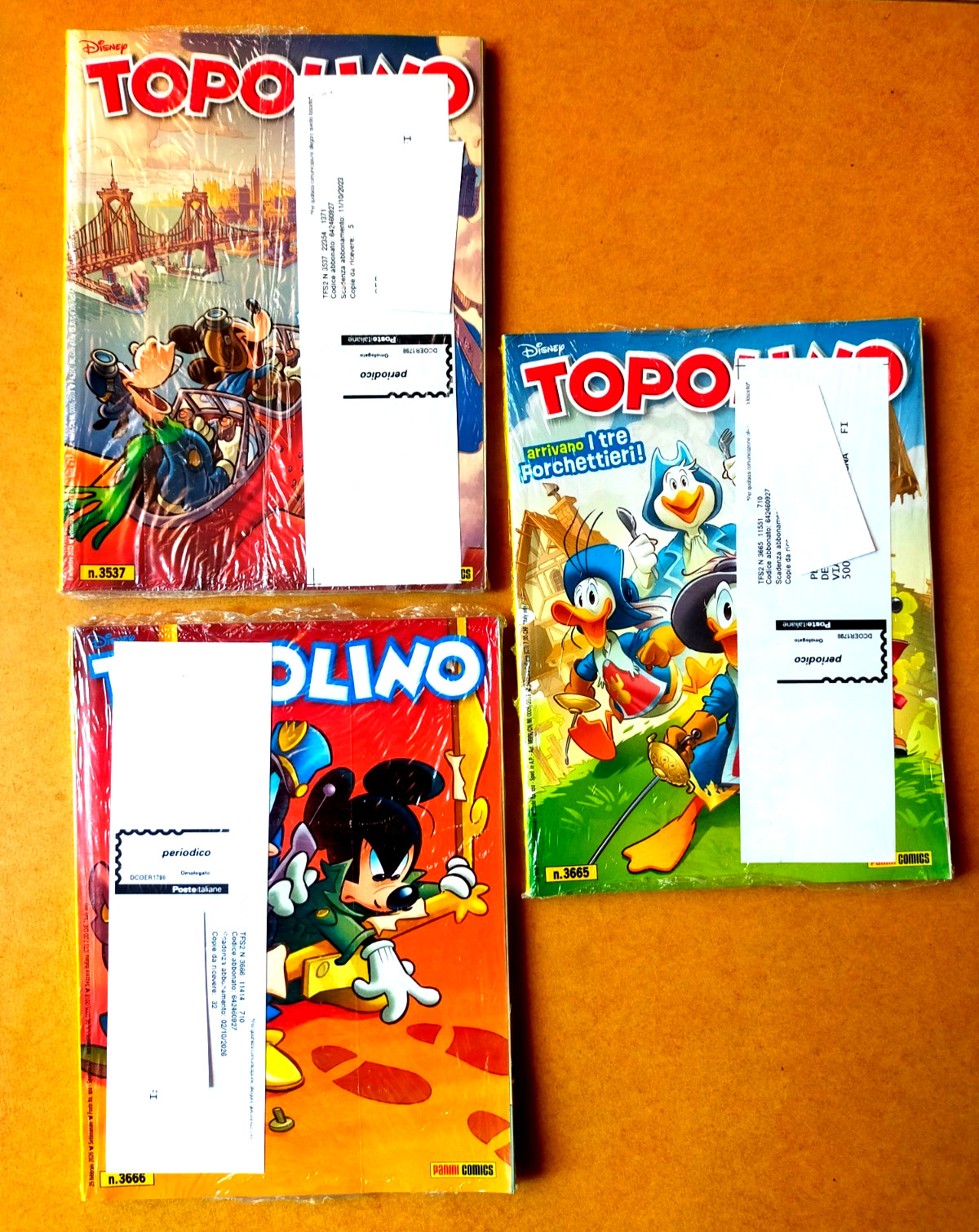 TOPOLINO libretto 3537, 3665, 3666 - Lotto 3 numeri BLISTERATI da abbonamento
