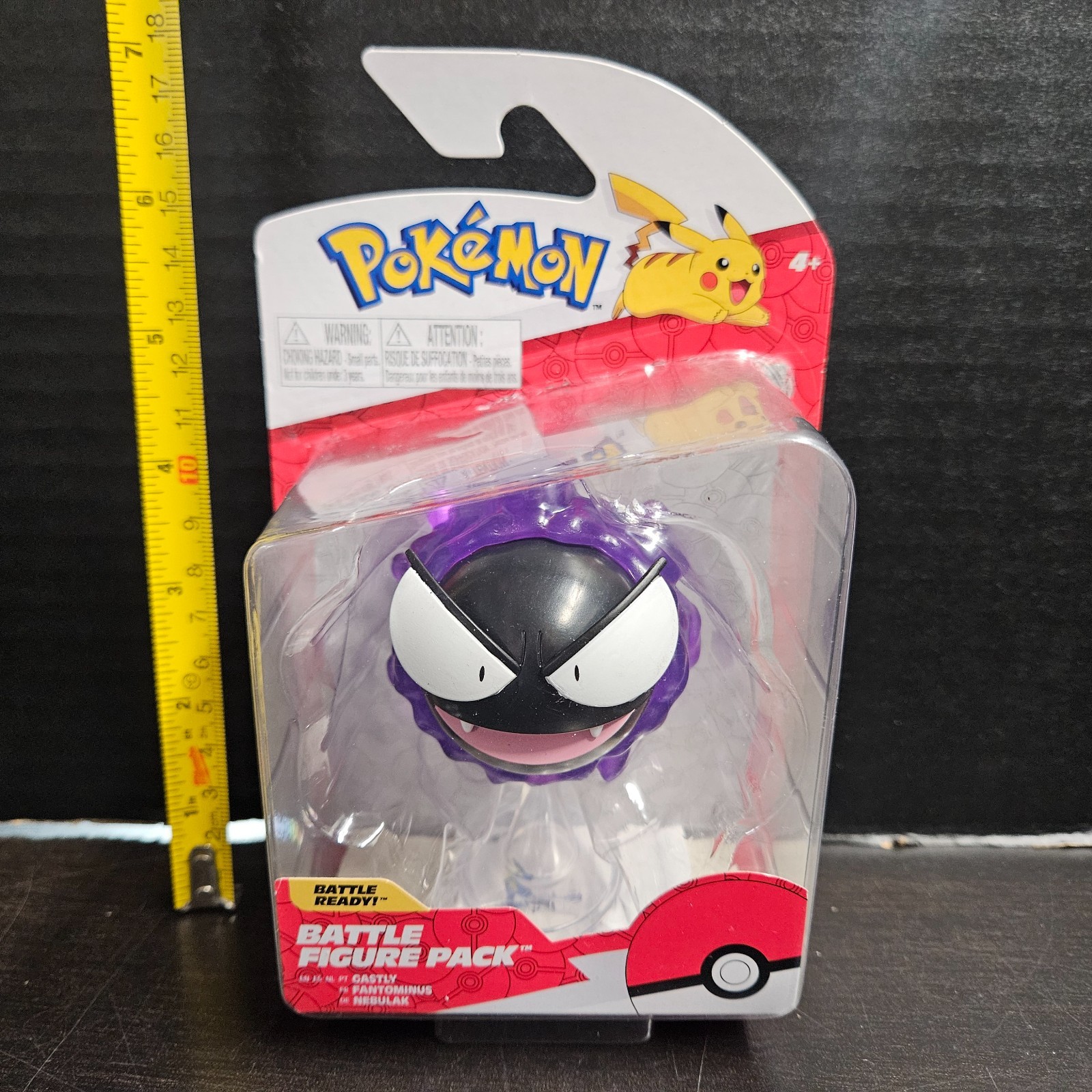 Jazwares Pokémon GASTLY Battle Figure Pack Modellino 3" - NUOVO!