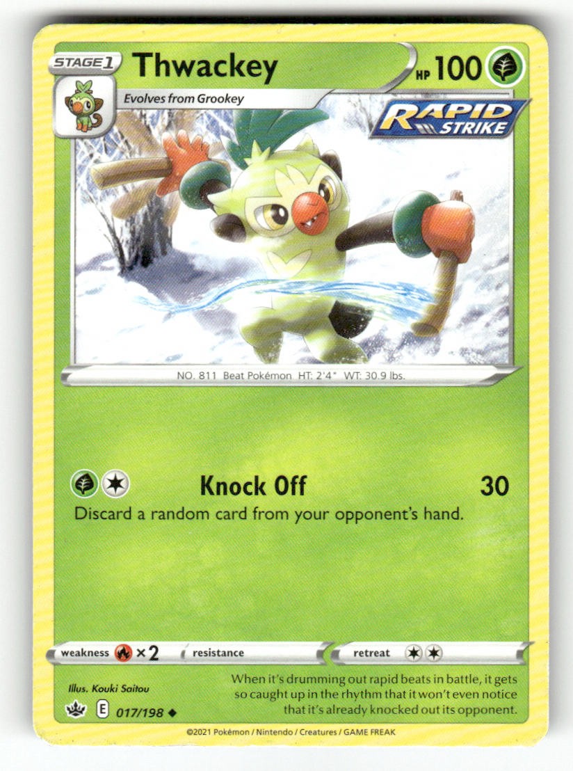 Thwackey 017/198 Pokemon Regno Ghiacciante Non Comune Giocato Leggermente