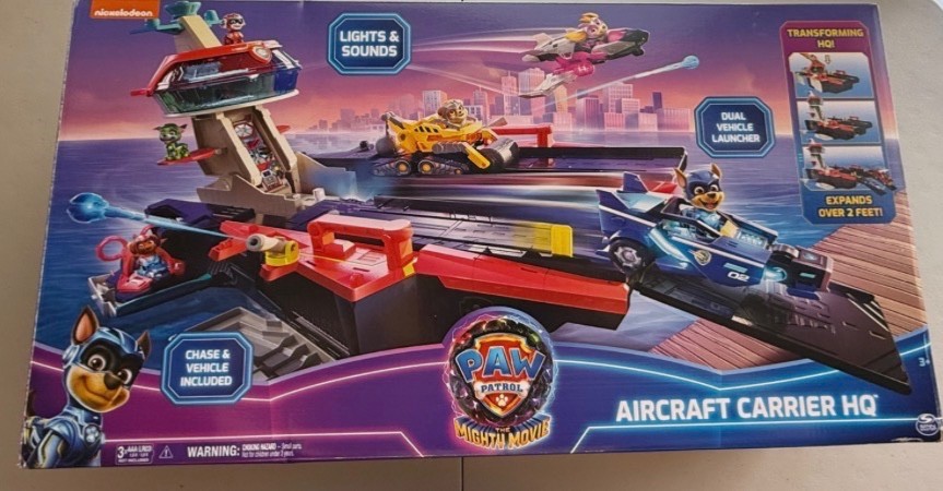 PAW PATROL: THE POTENTE FILM AIRCRAFT CARRIER HQ CHASE ACTION FIGURE - BLU