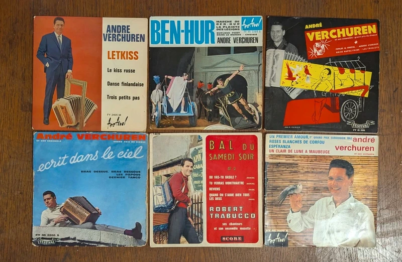 Lot 6 vinyles 45T Valses, tangos, polkas et marches