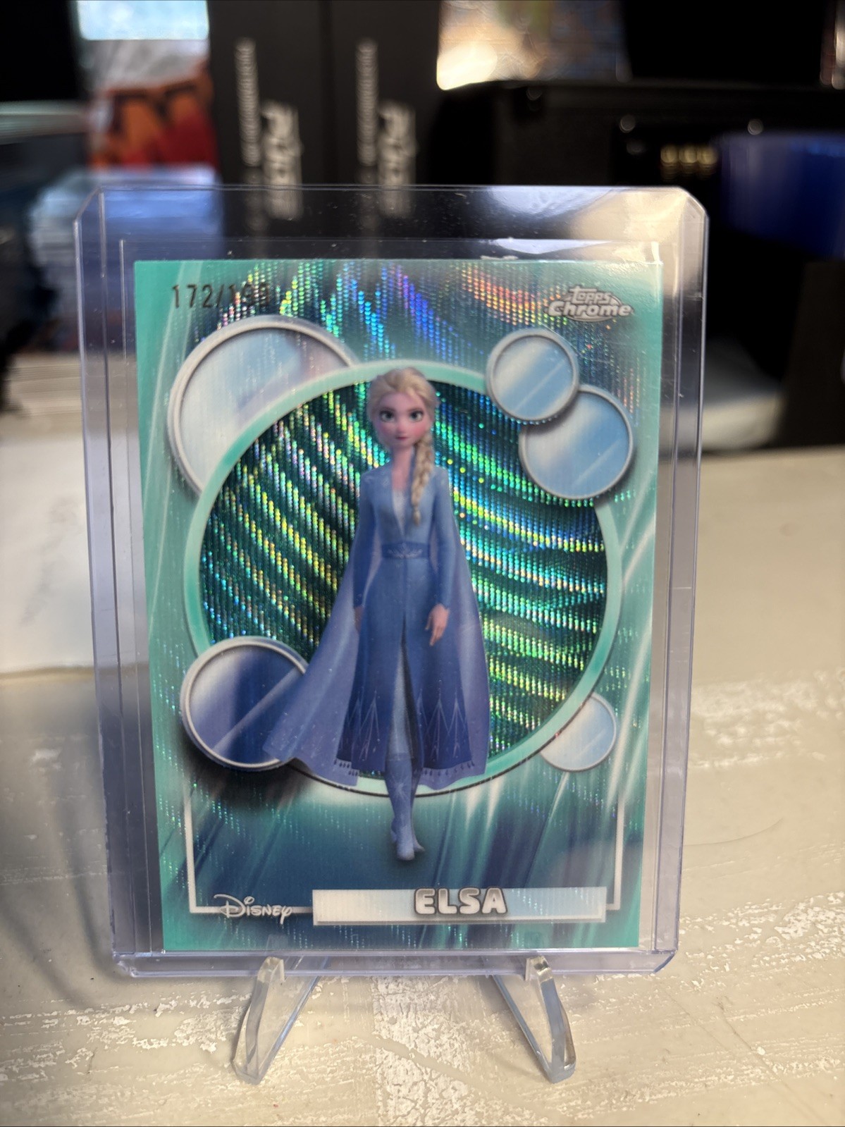 2026 topps cromo disney Elsa Aqua Wave rifrattore /199