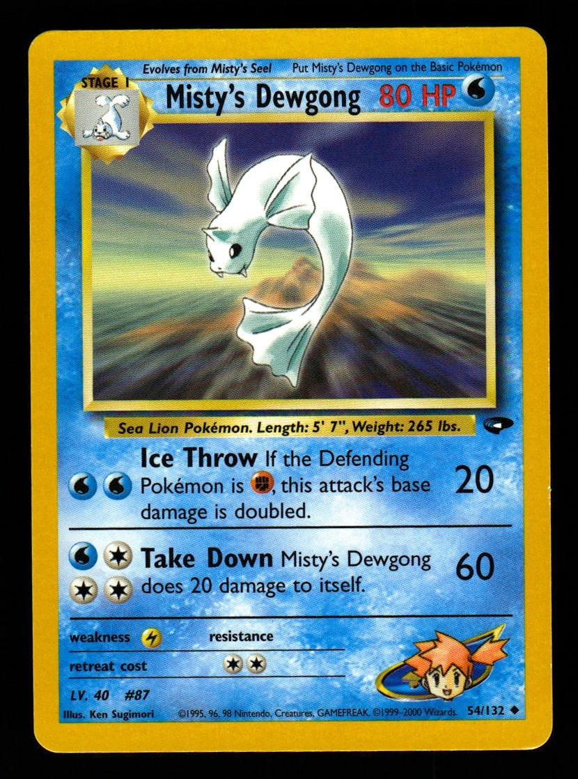 HP Unlimited Misty's Dewgong 54/132 Sfida Palestra Pokemon 2000 Ken Sugimori