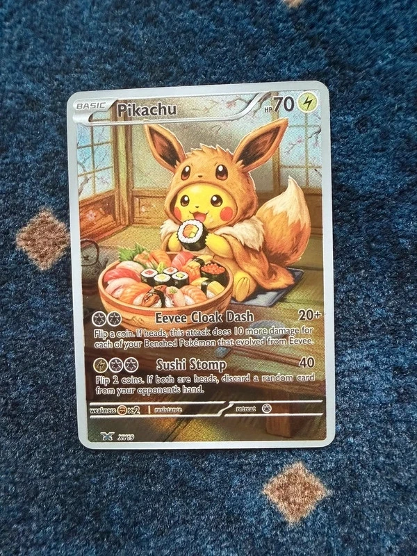 Pikachu als Evoli Custom Deko Fan Art Karte anime manga ENG holo
