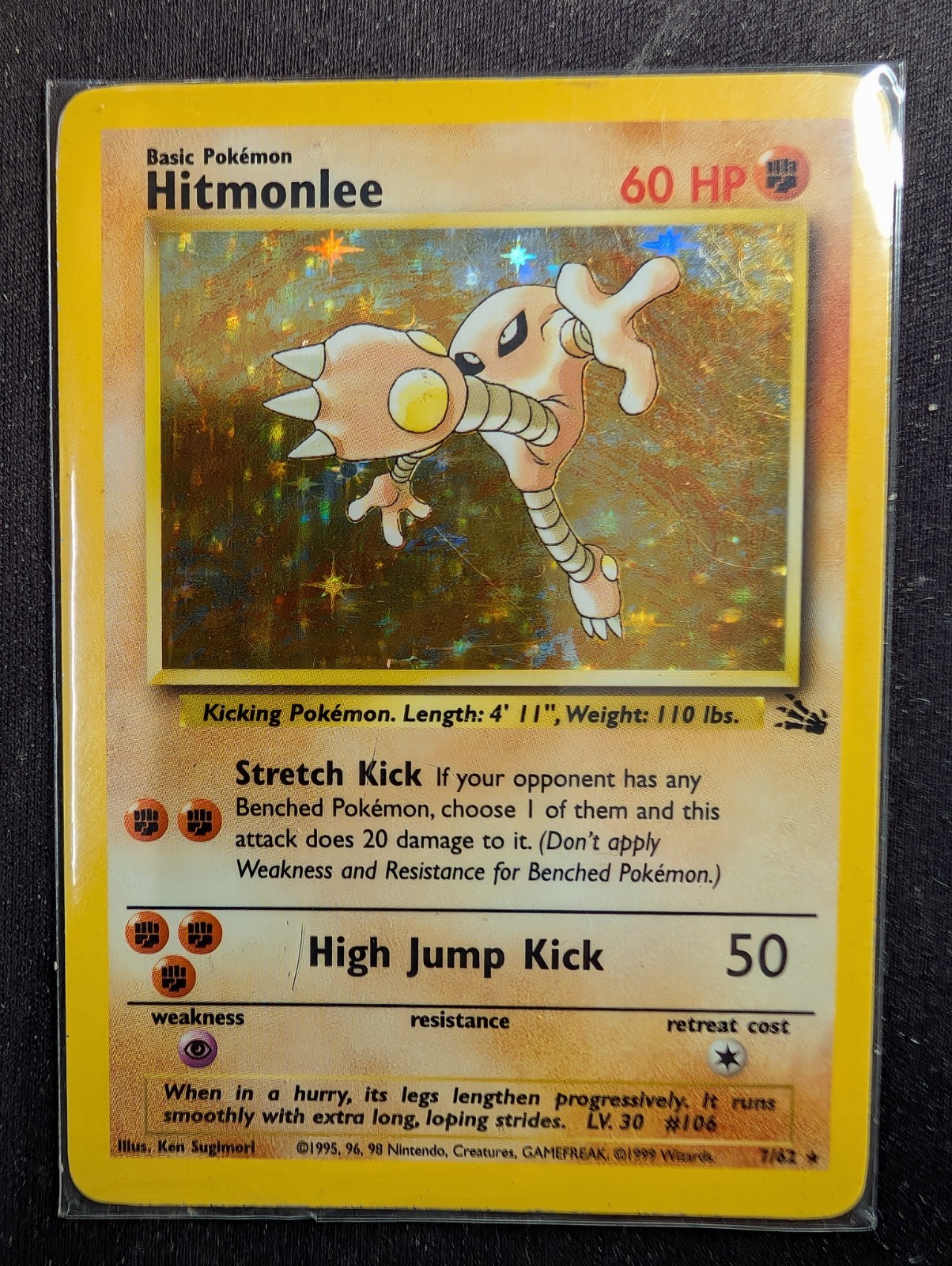 Hitmonlee - 7/62 Holo Rare Unlimited Edition - Fossil (Pokemon) MP #2