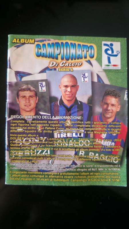 Mini Album Figurine Calciatori Dolber Serie A 1997/98 - Bubble Gum".