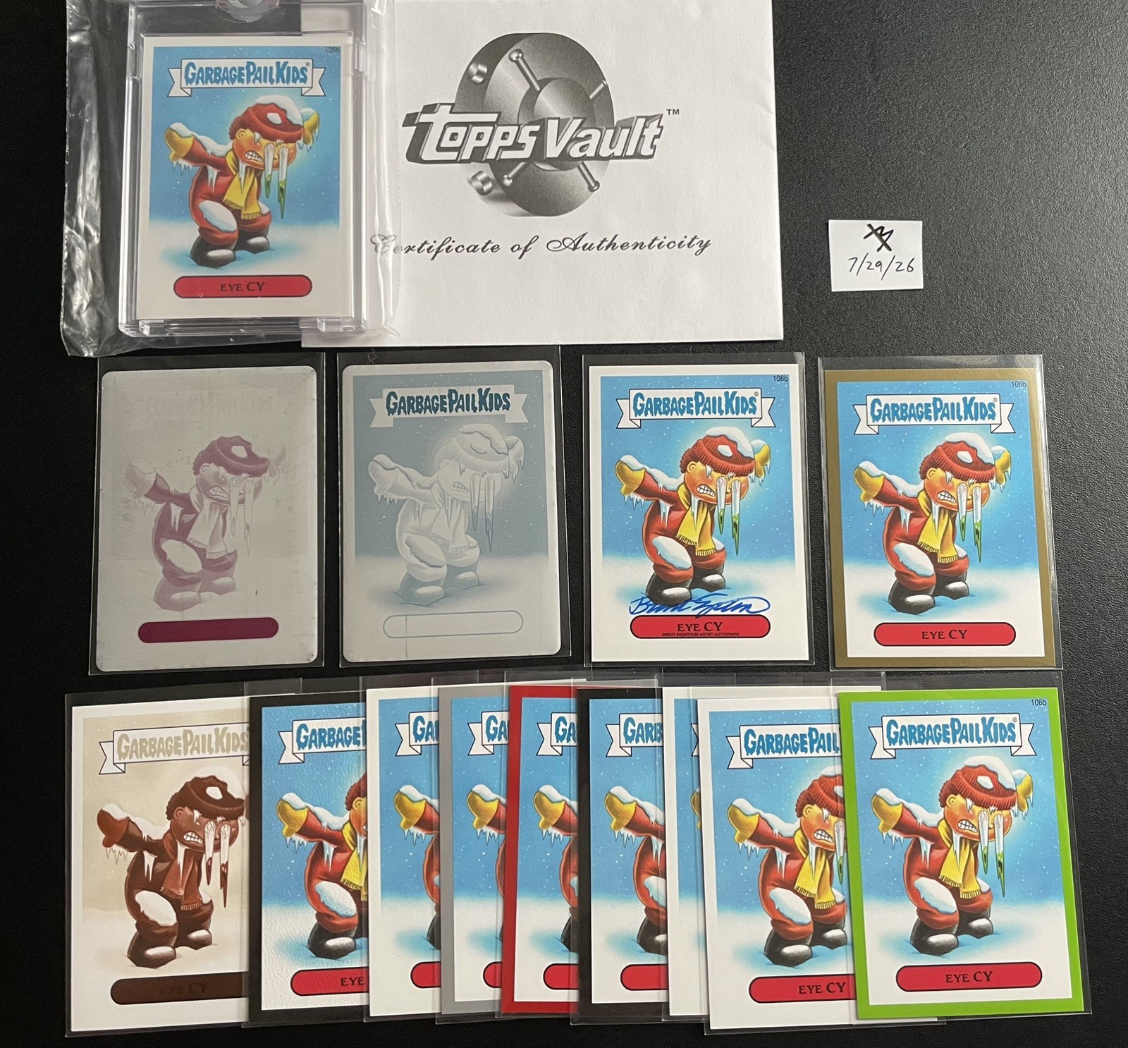 106b Eye Cy lotto di 14 lastre di stampa Topps Vault vuote Engstrom Auto Seppia 2014
