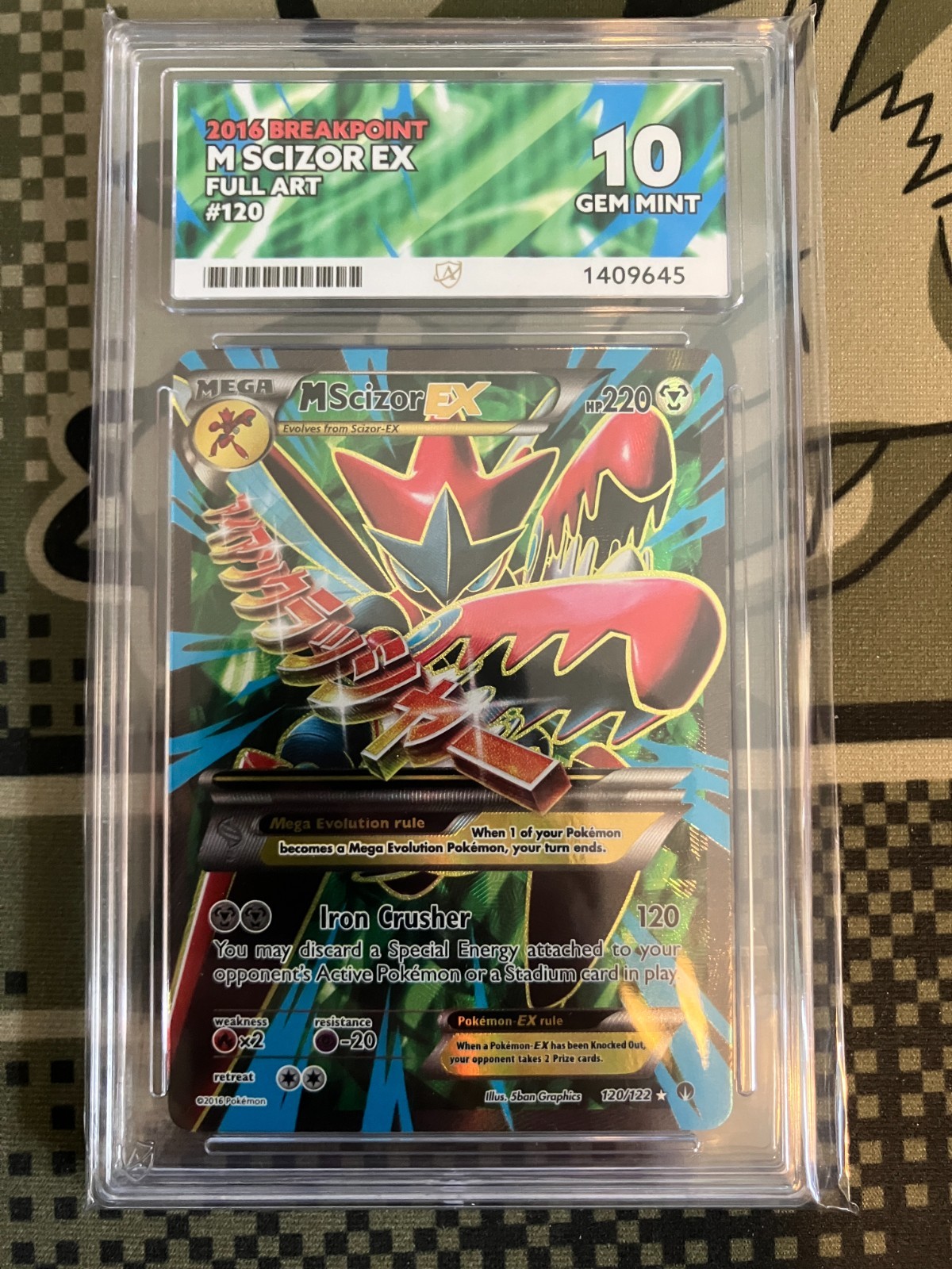 Pokémon TCG - M Scizor EX 120/122 - Breakpoint Full Art - ACE 10 Gem Mint