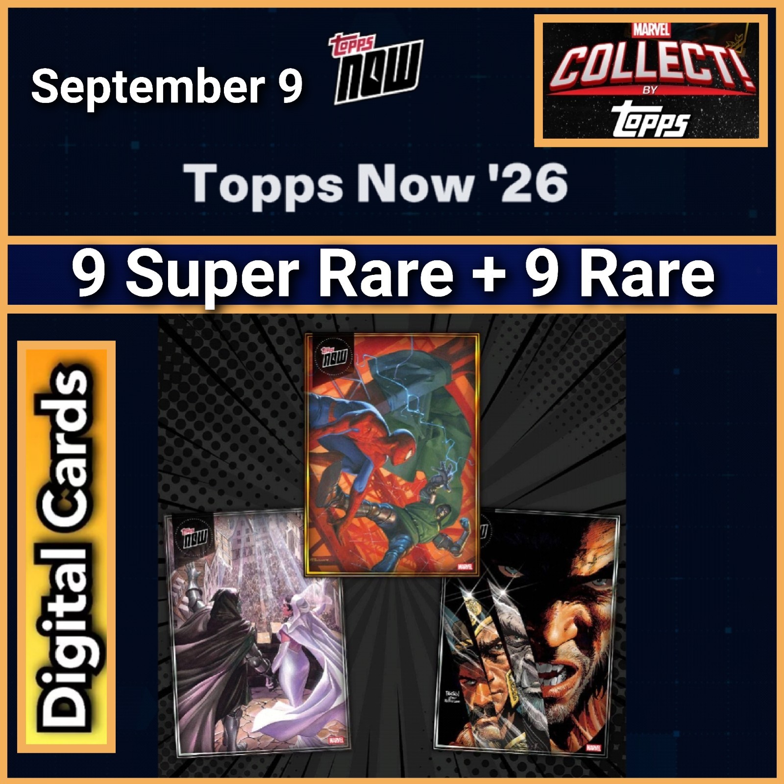 Topps Marvel Collect TOPPS NOW 2026 September 9 Gold And Silver 18 Cards