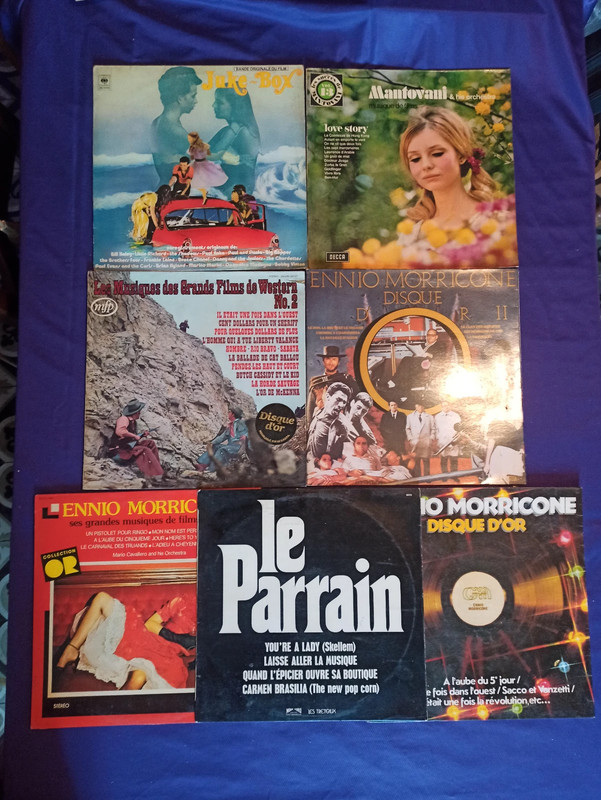 Lot de 7 Disques vinyles 33trs musiques de films cultes des années 70 80 western ect