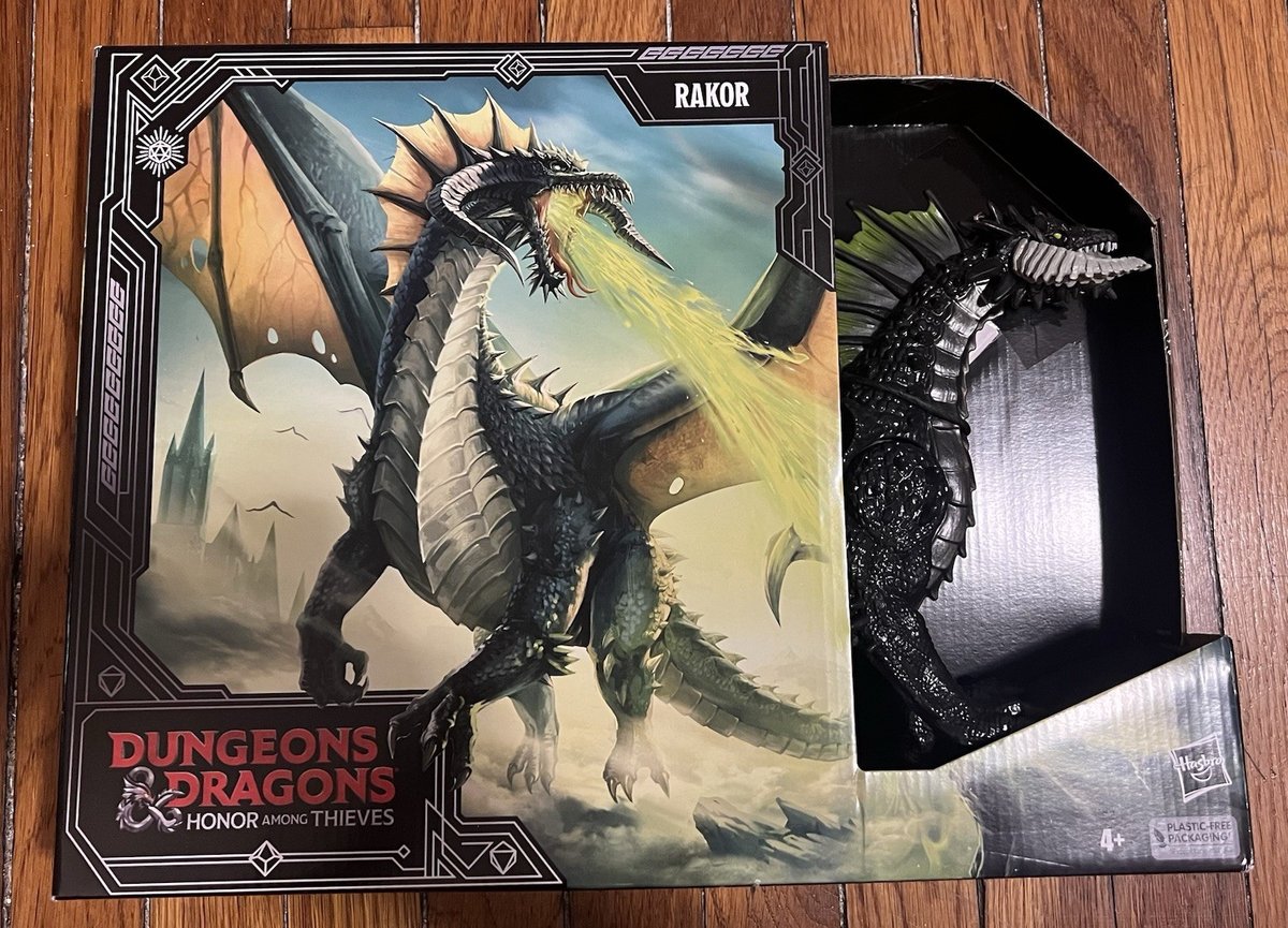 Dungeons and Dragons: Honor Among Thieves Rakor Black Dragon Figure Hasbro NUOVO