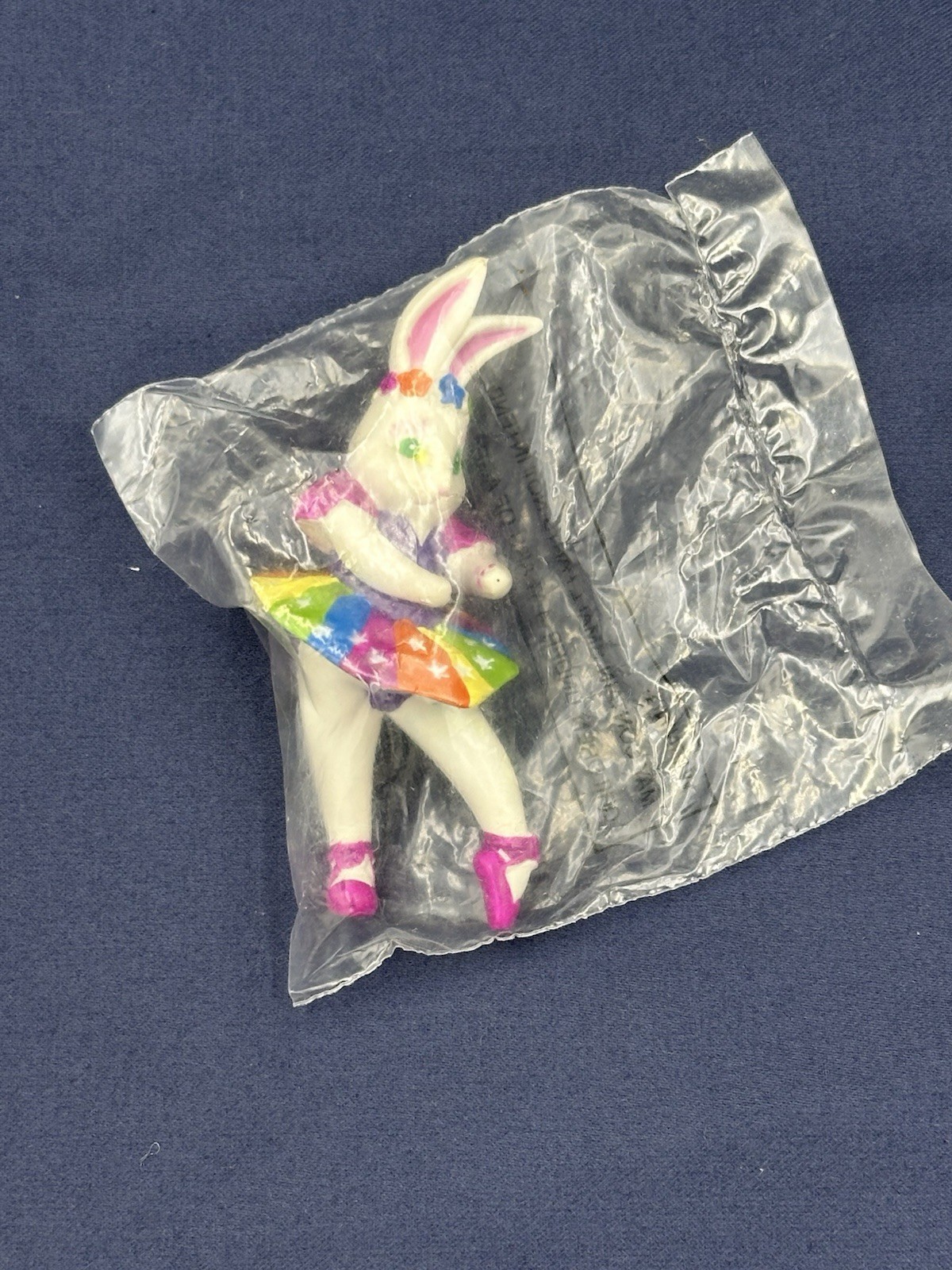 Vintage Lisa Frank ballerina coniglietto PVC figura cake topper coniglio iris rosa giglio
