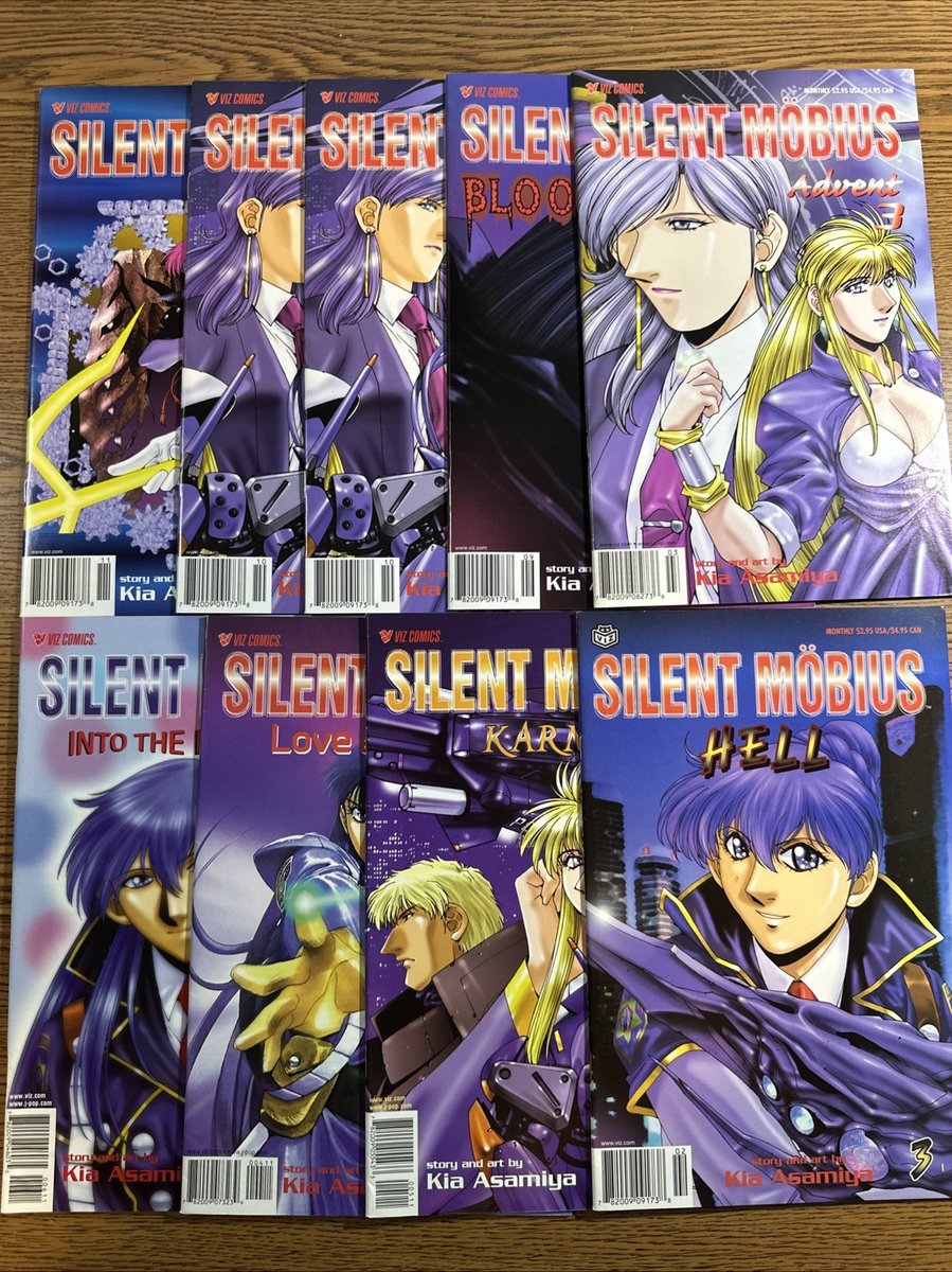 Silent Mobius lotto di 9 fumetti Blood Karma Advent Love and Chaos lotto viz fumetti