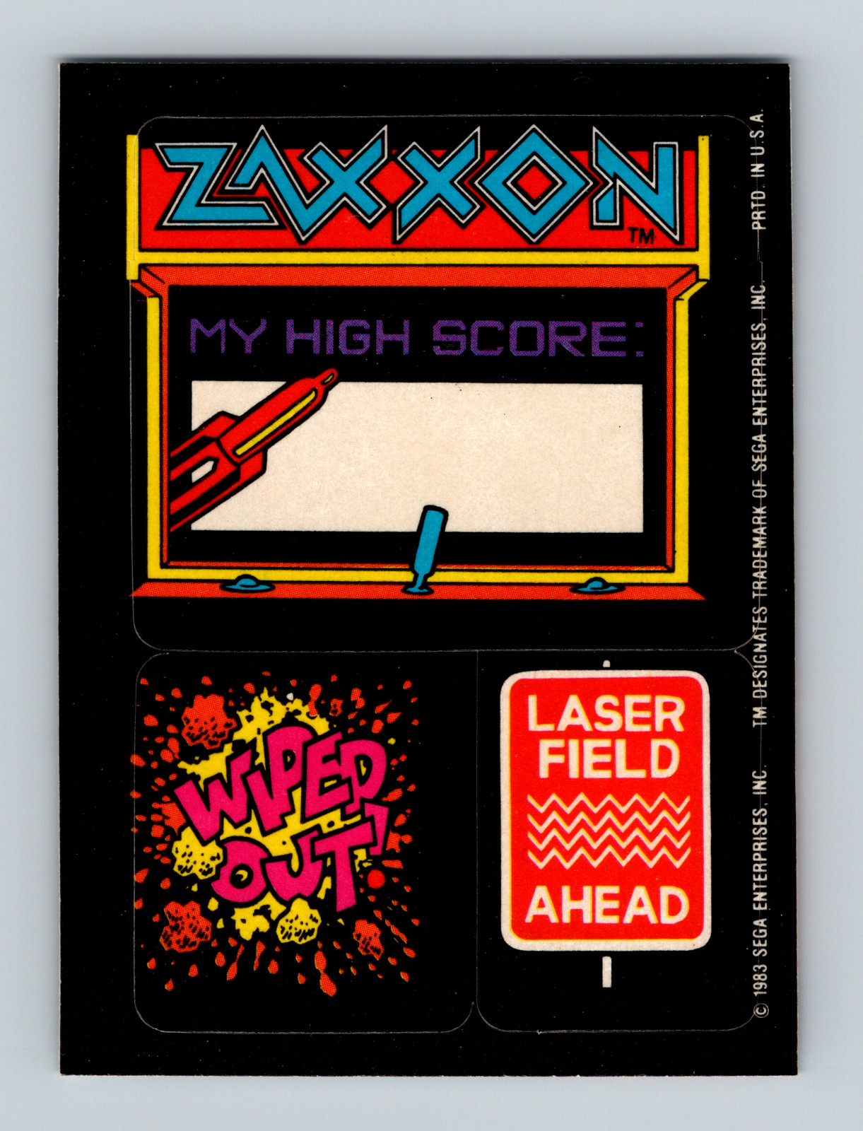 1983 SEGA TRADING CARD STICKER ZAXXON "MY HIGH SCORE"