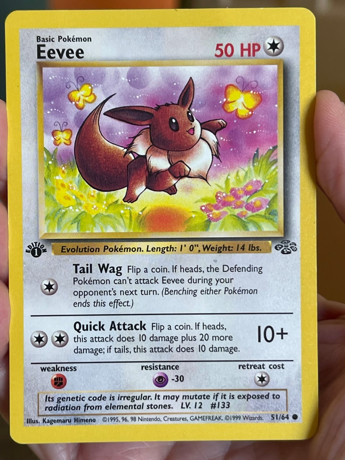 POKEMON EEVEE 51/64 1ST ED COMMON JUNGLE SET MP CARD