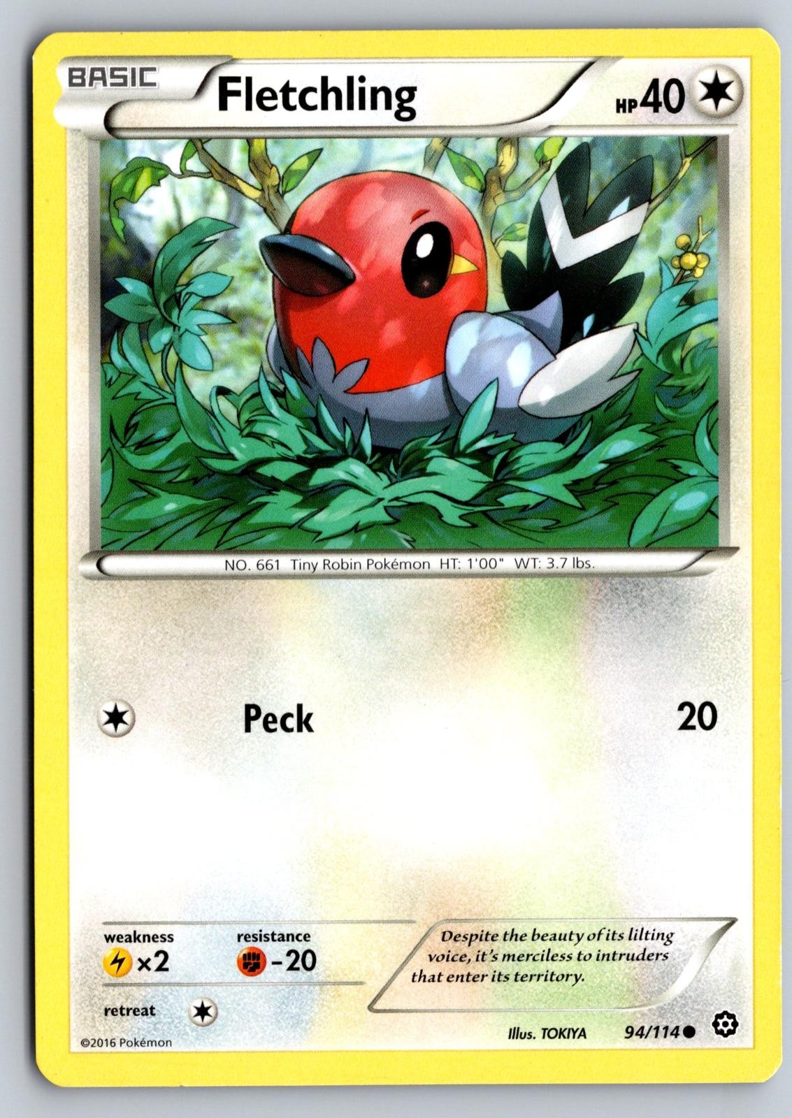 Fletchling 94/114 Common Steam Siege Pokemon Card Near Mint