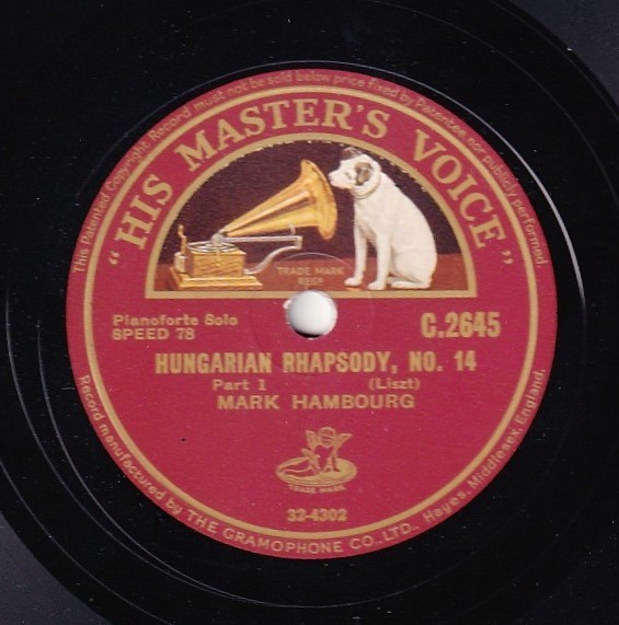Hambourg. Liszt (Hungarian Rhapsody 14). HMV C 2645. NM(-)