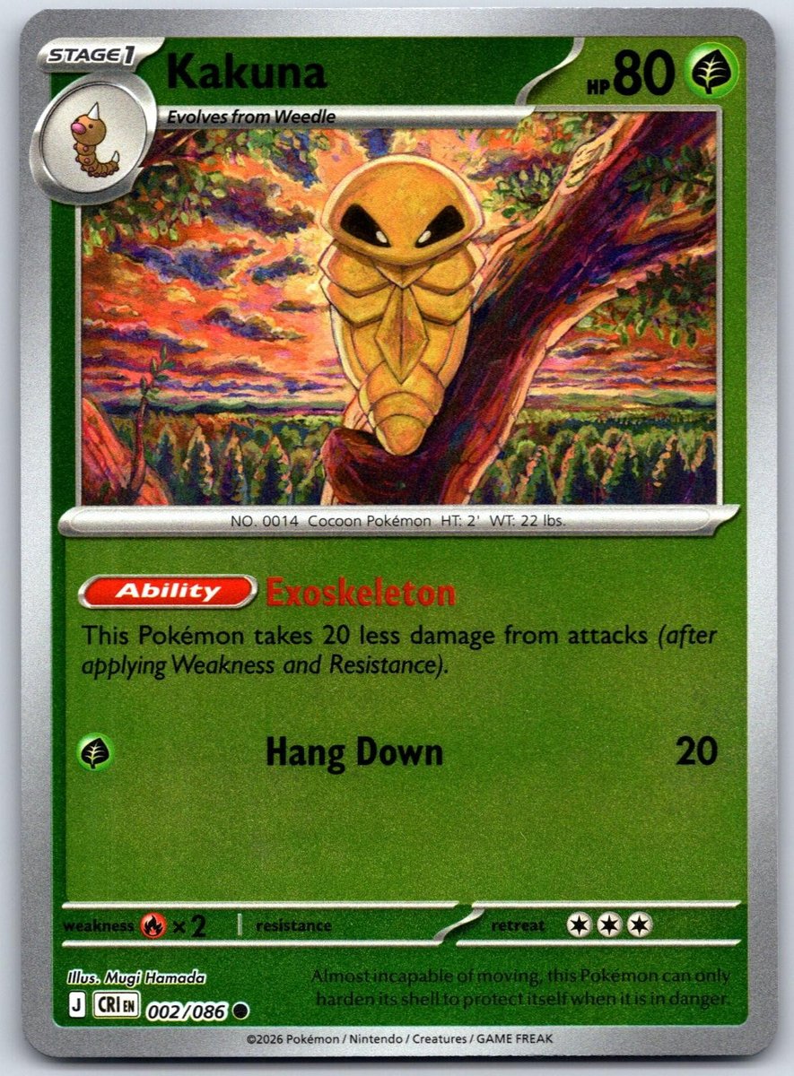Kakuna 002/086 Common Chaos Rising Pokemon Reverse Holo Near Mint