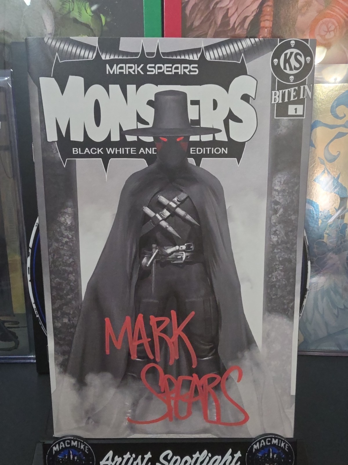 SIGNED MARK SPEARS MONSTERS BLACK & WHITE EDITION #1  ABSOLUTE BATMAN HOMAGE