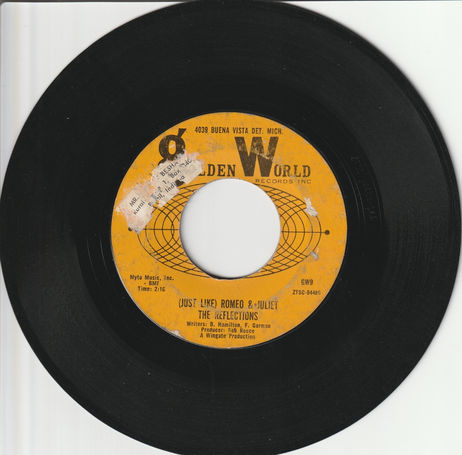 The Reflections "Just Like Romeo & Juliet/Can't You Tell...w/white paper sleeve