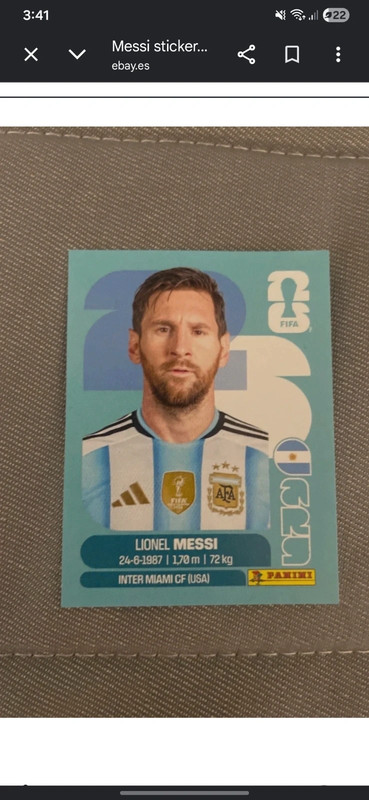 Messi sticker world cup (Cromo messi Mundial de panini 2026)