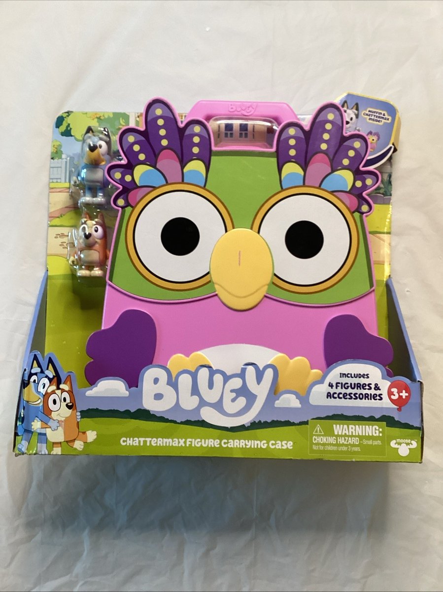 Bluey Play set Storage Carrying Case 4 Figures Muffin Chattermax Bingo Toy- NEW