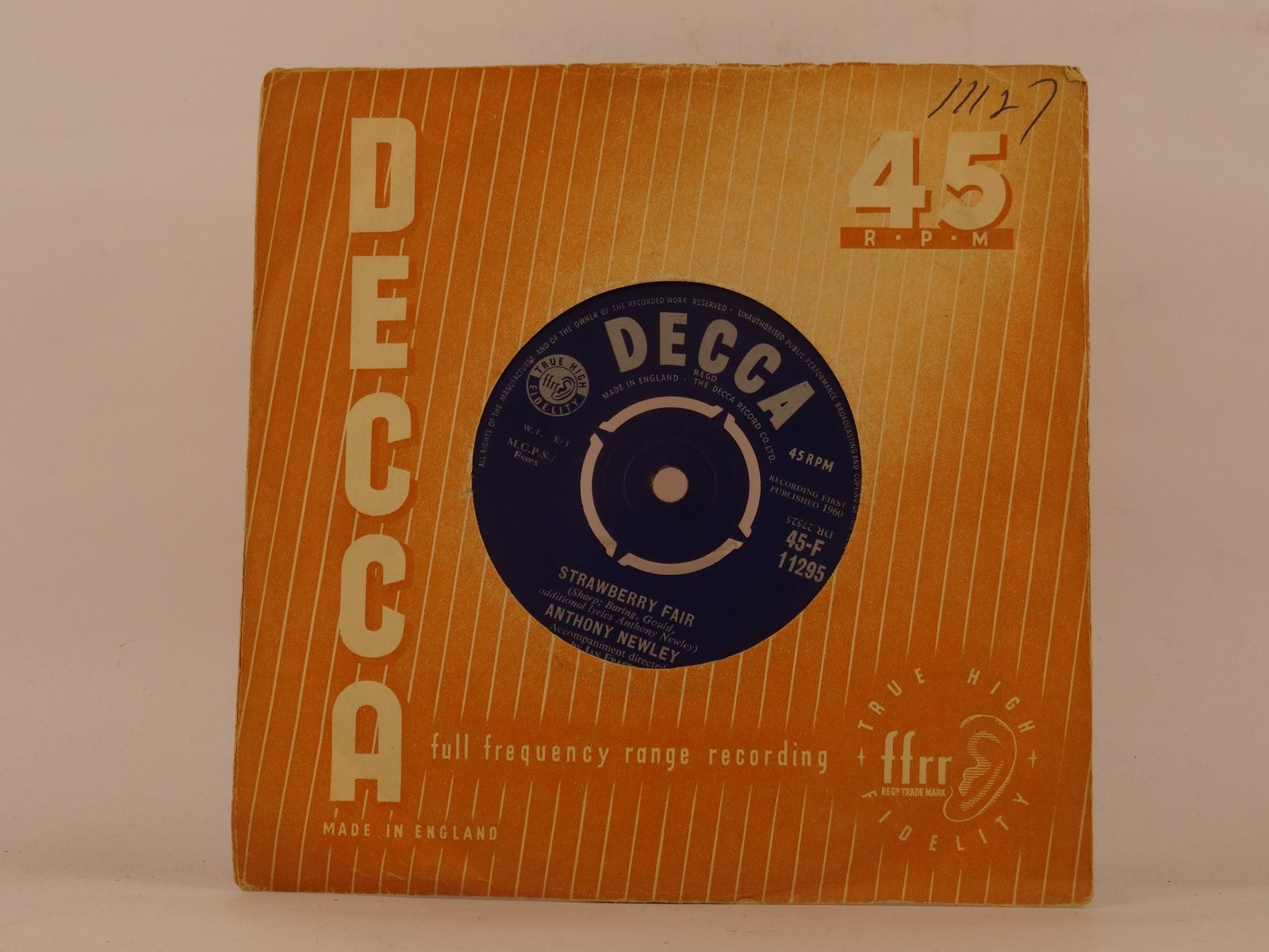 ANTHONY NEWLEY STRAWBERRY FAIR/ A BOY WITHOUT A GIRL (97) 2 Track 7" Single incl