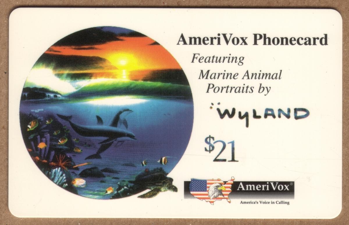 5x $21 Wyland Whale & Dolphin 1995-1996 Set Completo 5 Carte Telefoniche