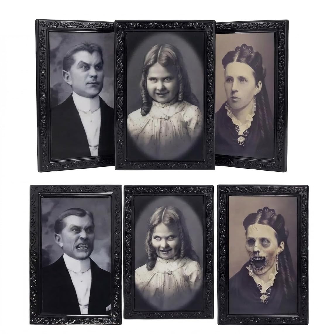 PRK 14 3 x Halloween 3D Lenticular Magic Moving Picture Frames Black-V2