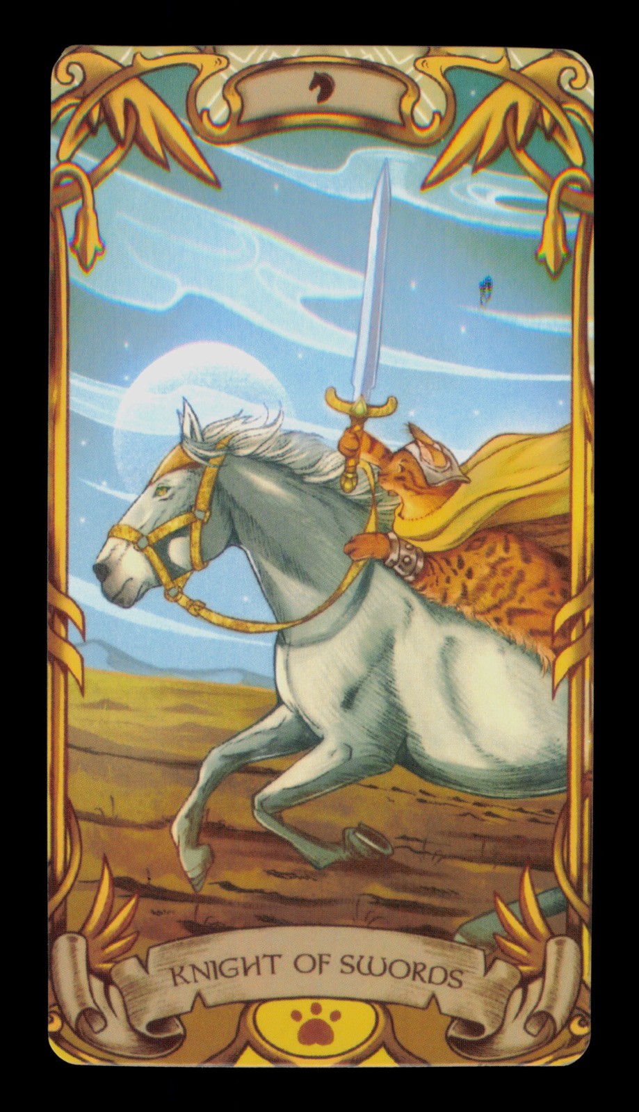 Knight Of Swords Nine Lives Cat Jade Oasis Tarot Card Single