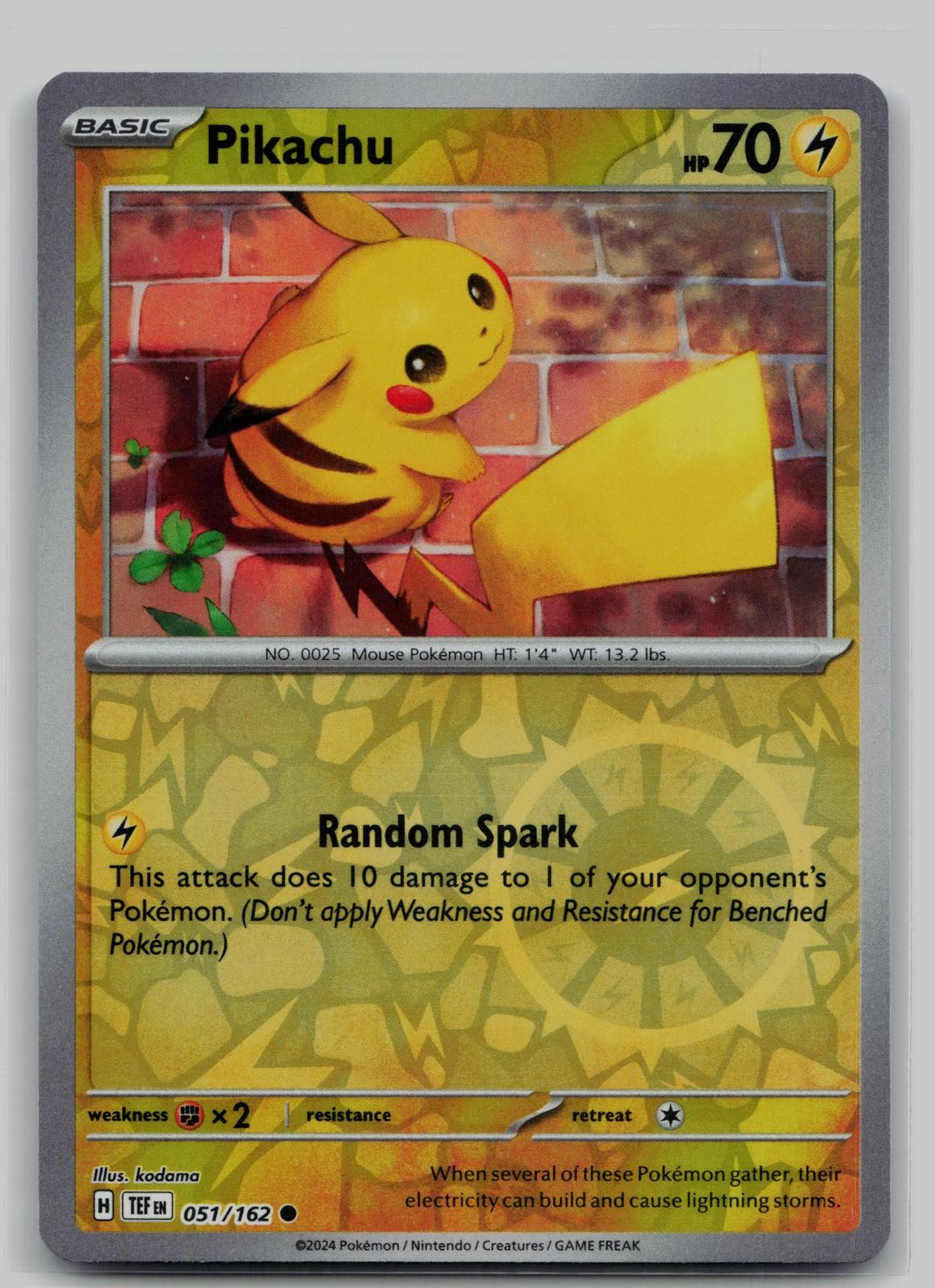 Pikachu 051/162 Common Temporal Forces Pokemon Near Mint