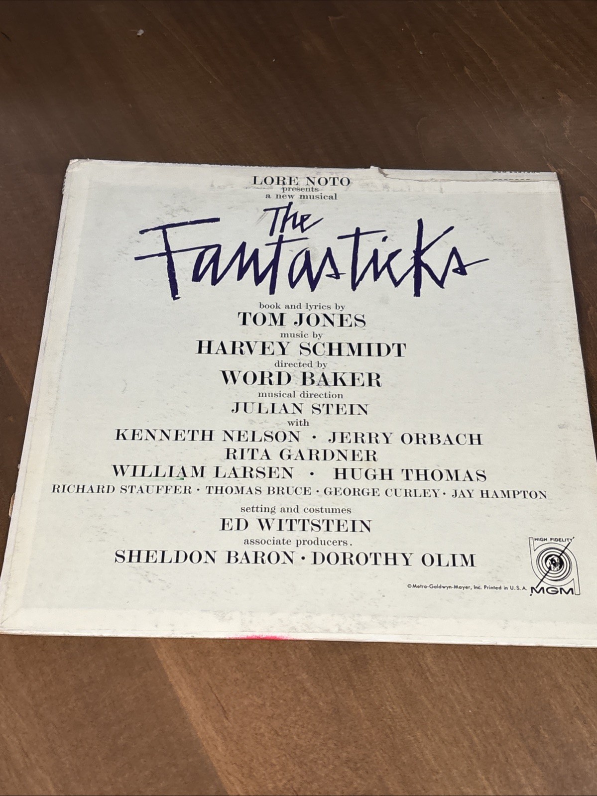 Original Cast Recording - The Fantasticks (Vinyl Record LP) Same Day Shipping