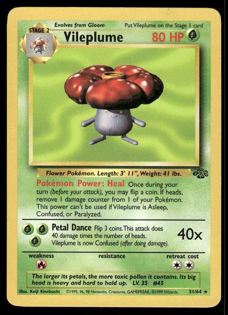 Pokemon Cards Vileplume 31/64 Unlimited Jungle Rare LP