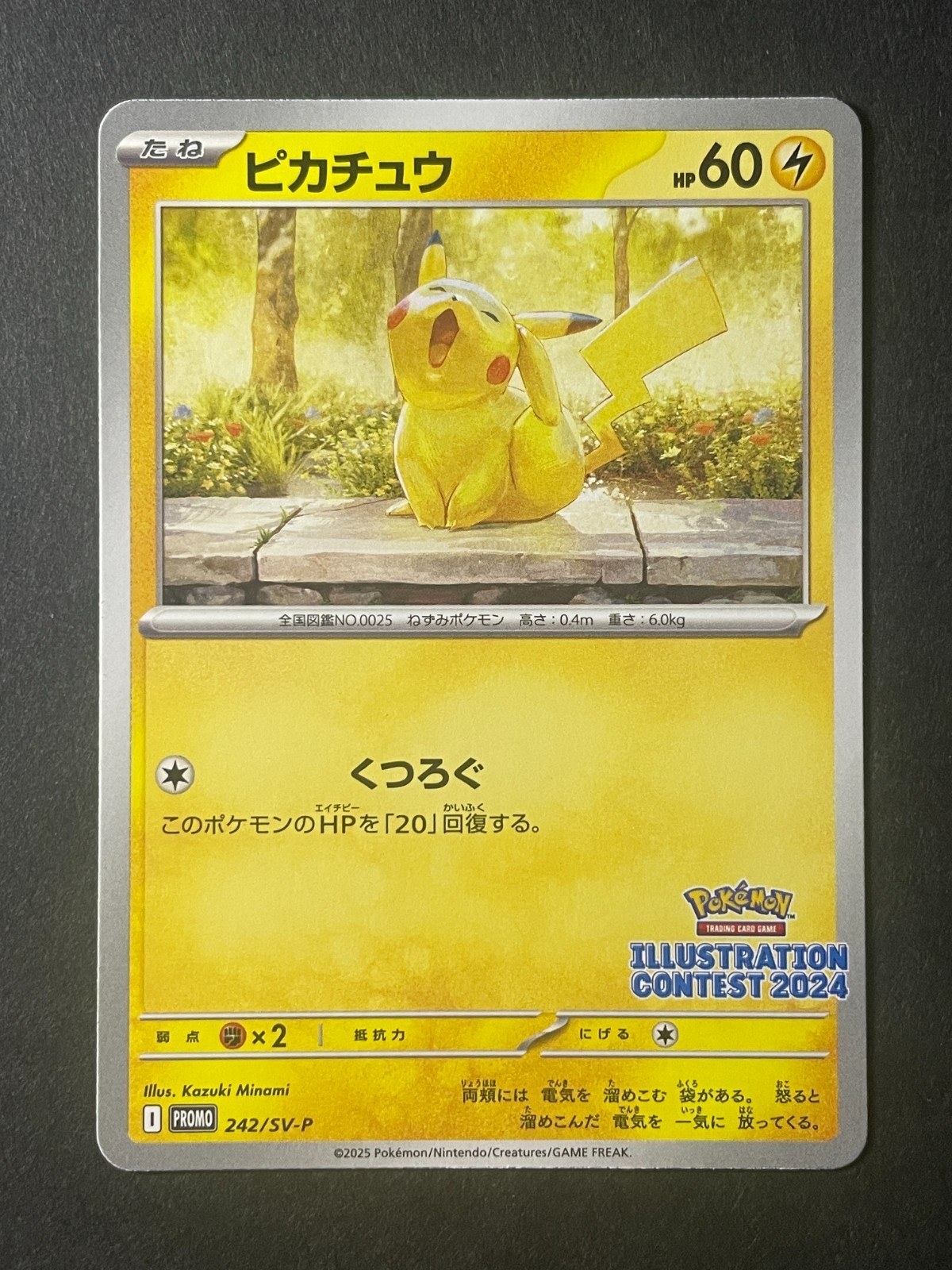 Carta Pokemon Giapponese、Promo Pikachu、242/SV-P、Concorso Illustrazione 2024、Near Mint