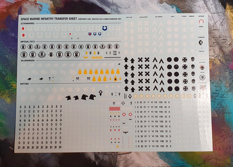 Space marine infantry transfer sheet
