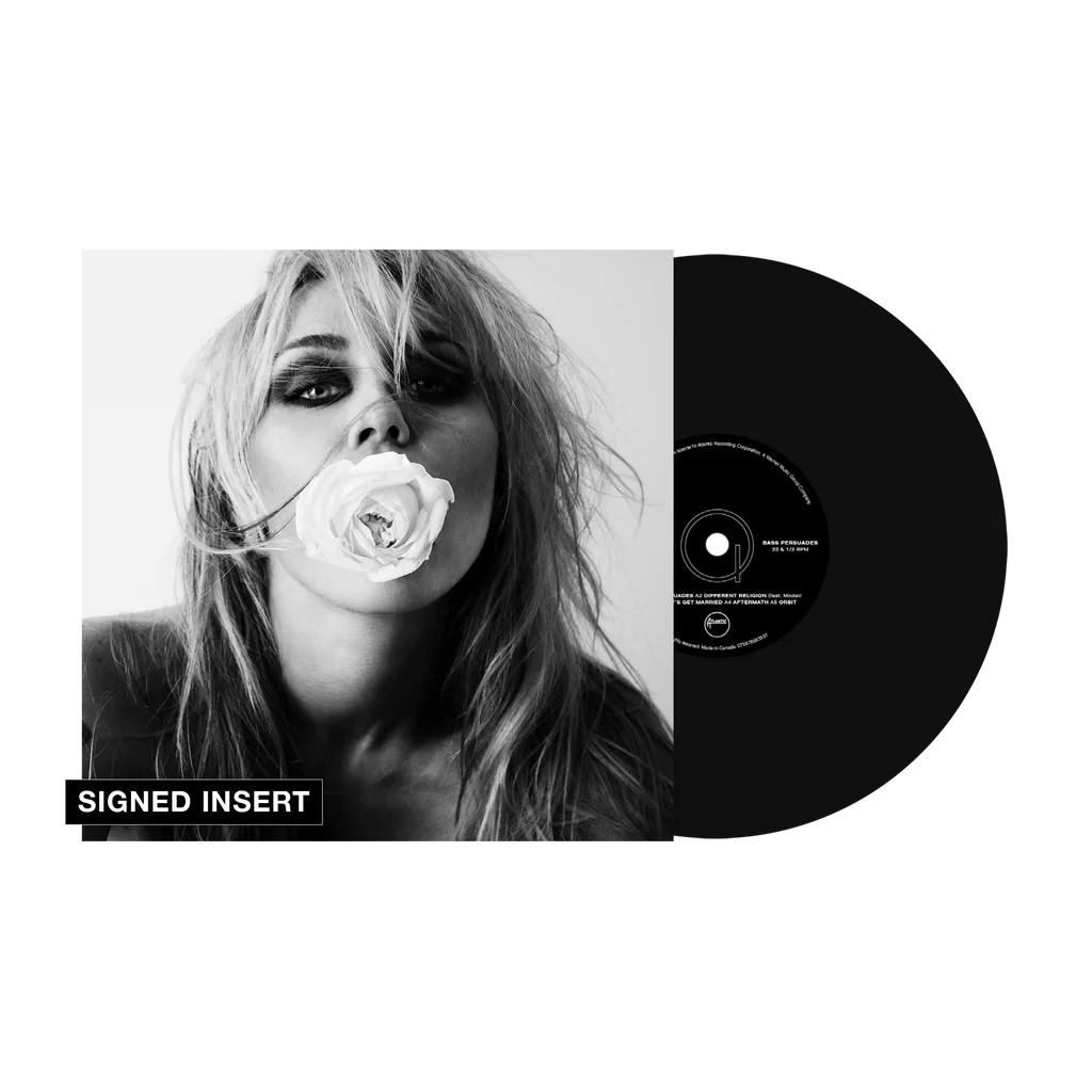 SIGNED Miley Cyrus - Bass Persuades Black Vinyl Autographed Insert -PRESALE-