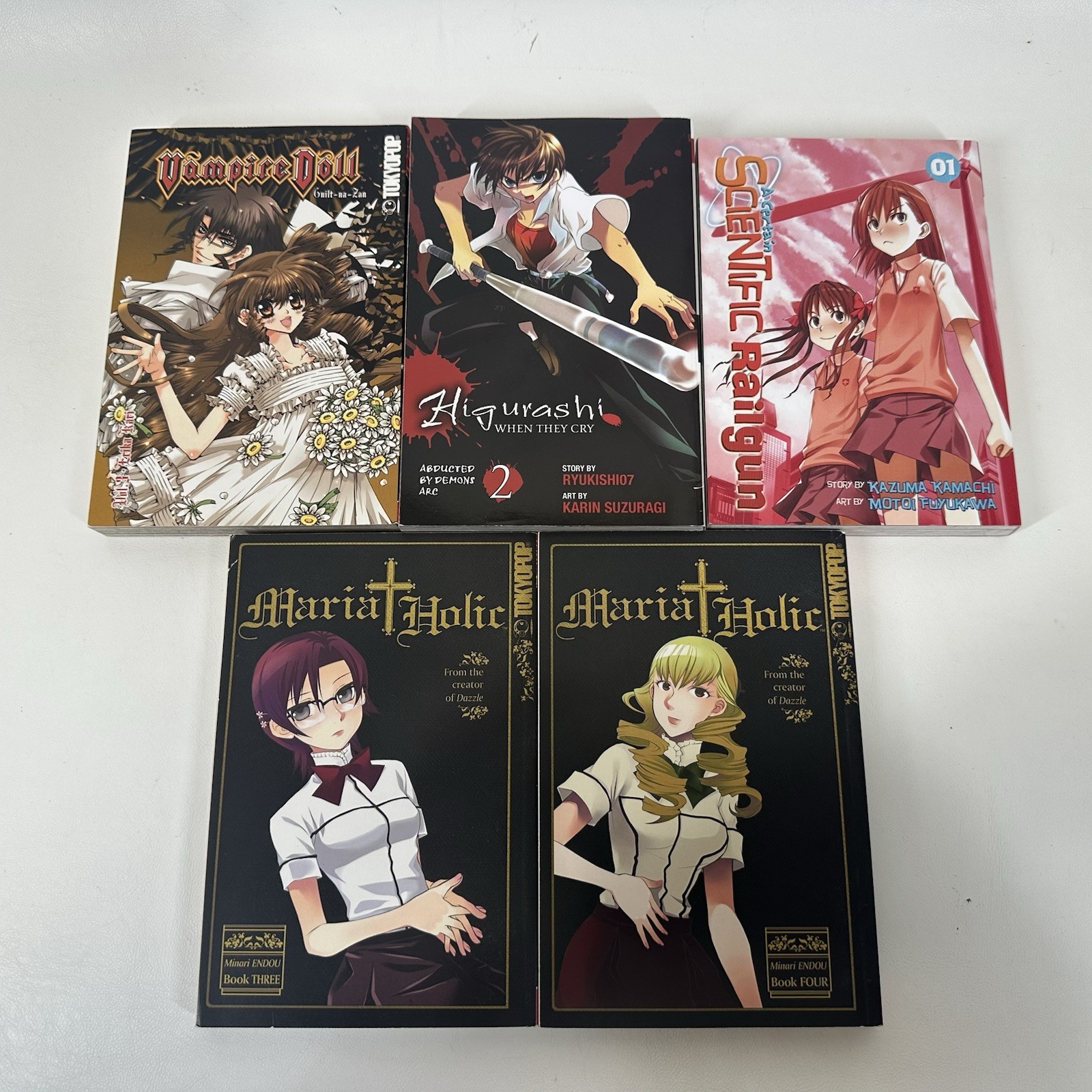 Libri manga lotto di 5 vari vampiri doll Higurashi Maria Holic Scientific Railgun