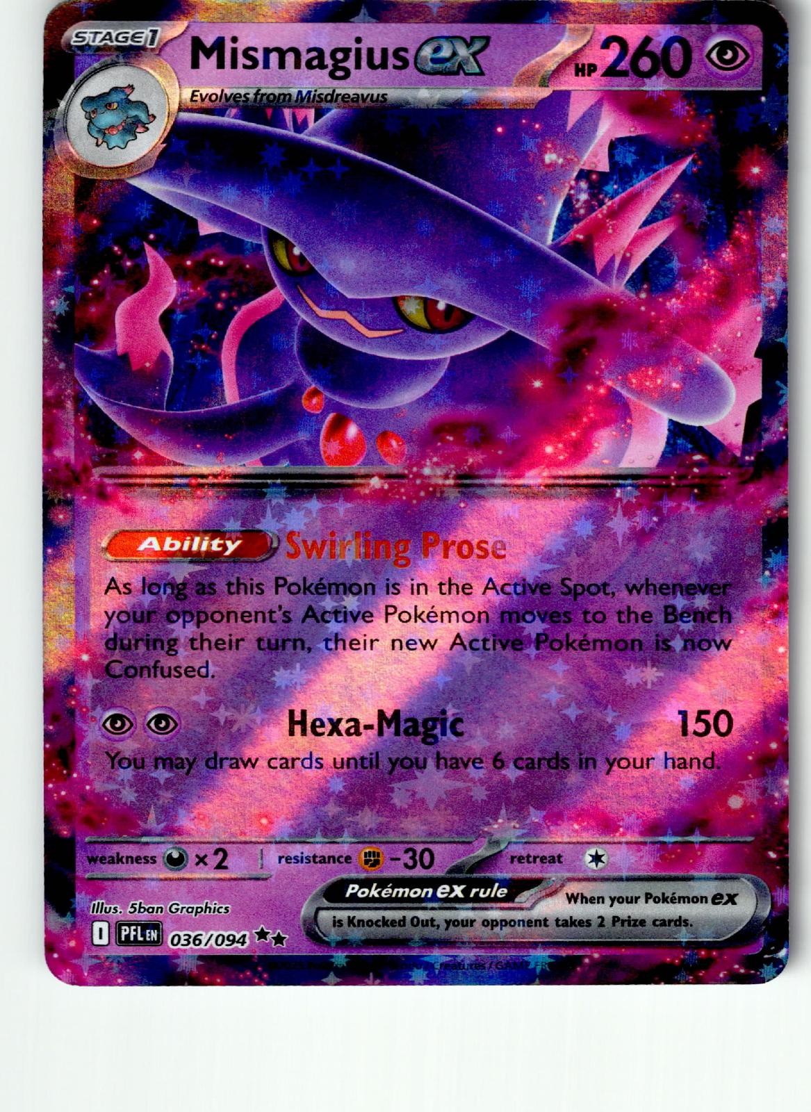 Mismagius ex 036/094 Doppia Rara Fiamme Fantasmatiche Pokemon Holo Leggermente Giocato