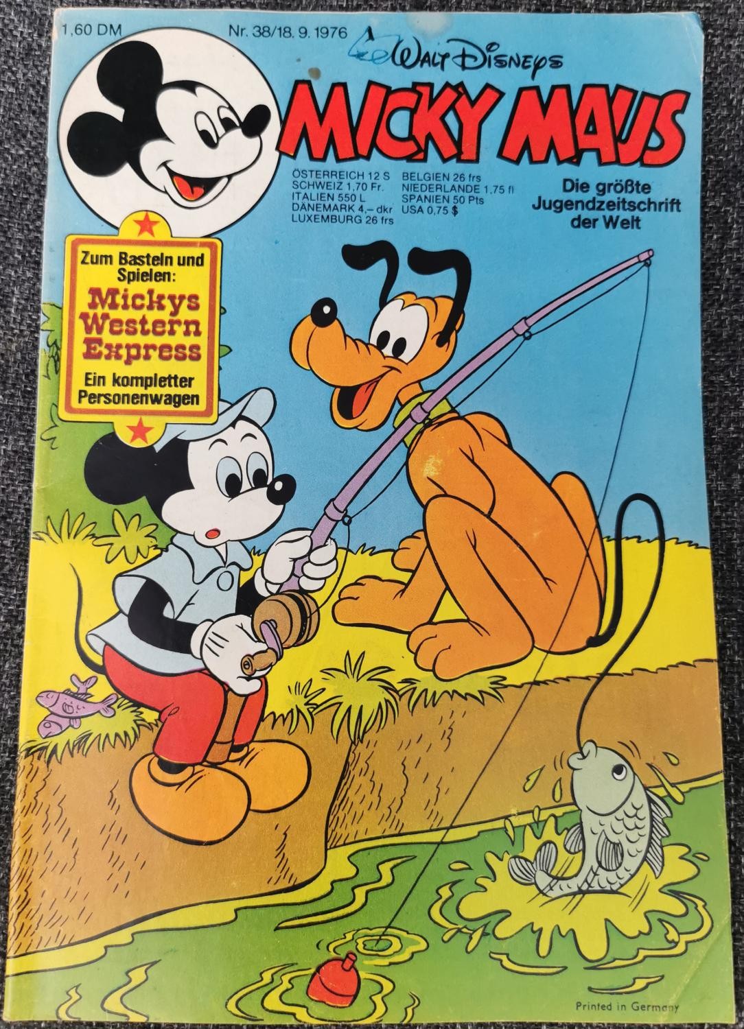 Libretto Topolino 38 - 18.9.1976 Walt Disney foglio artigianale carrozza passeggeri western