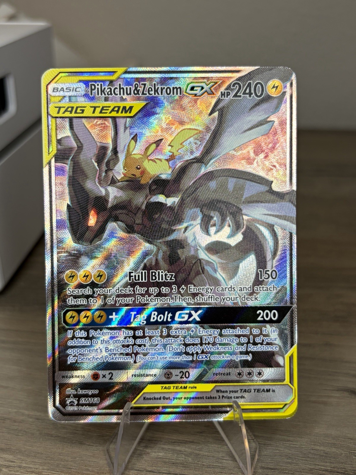 Pokémon TCG Pikachu & Zekrom GX SM168 Sun & Moon Promo TAG TEAM Holo 